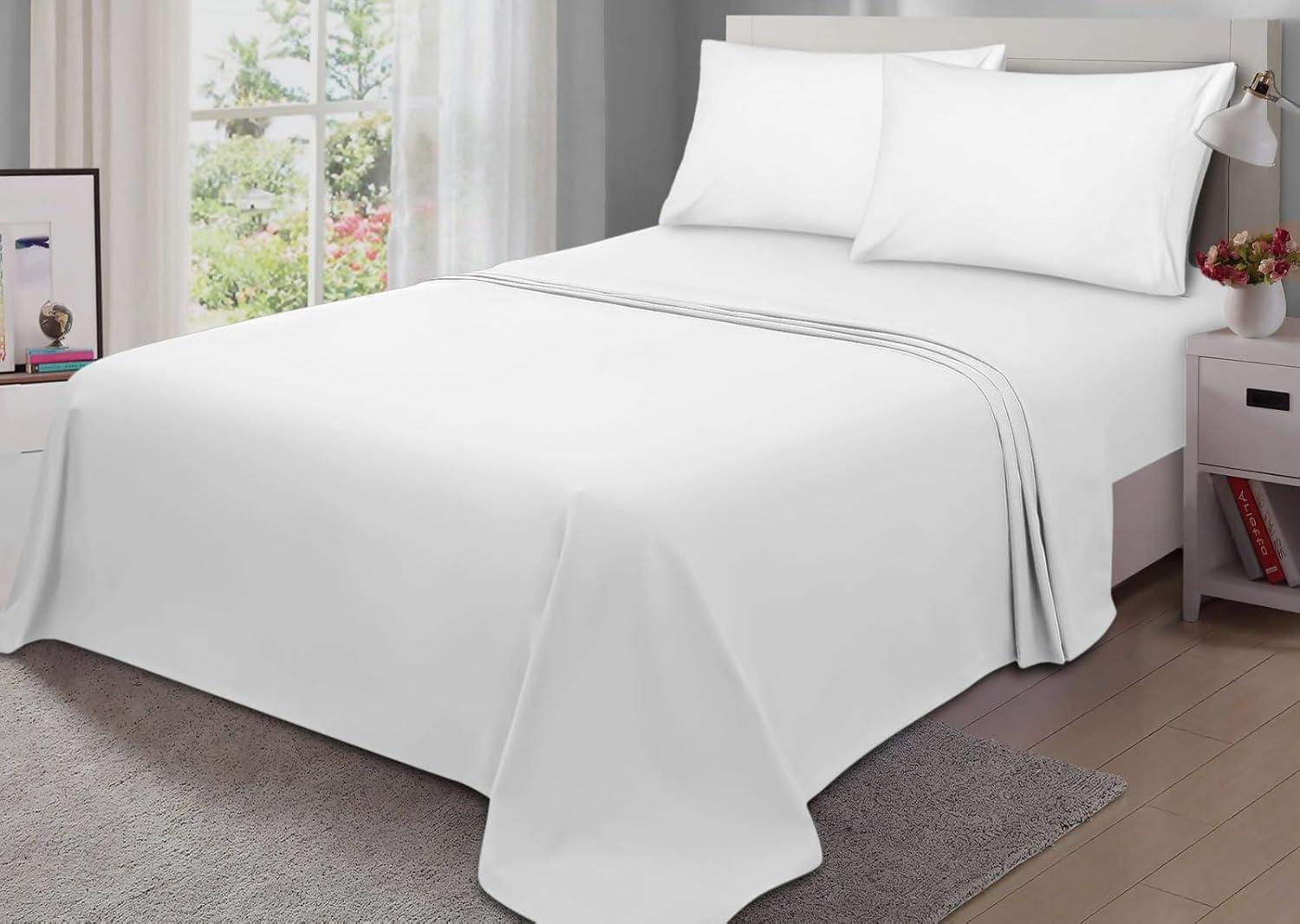 White Full Microfiber 4-Piece Bed Sheet Set