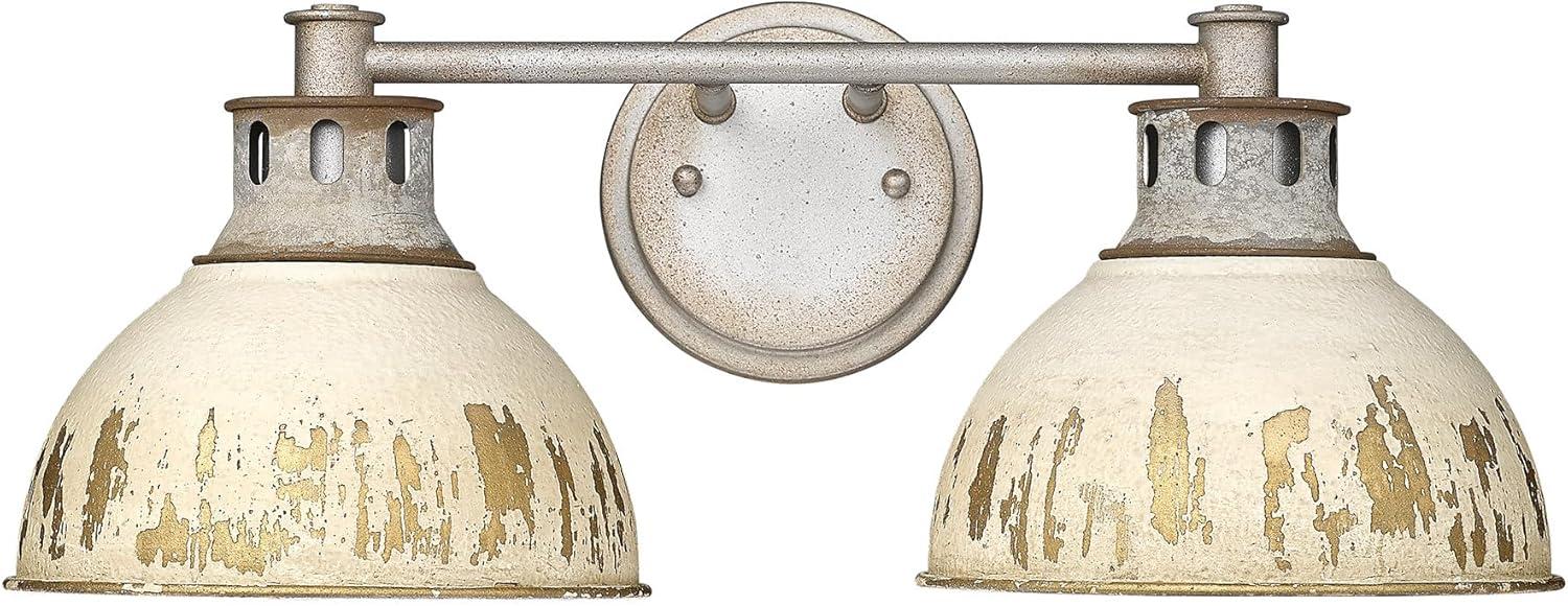 Golden Lighting Kinsley 2-Light Vanity Light in Aged Galvanized Steel with Antique Ivory