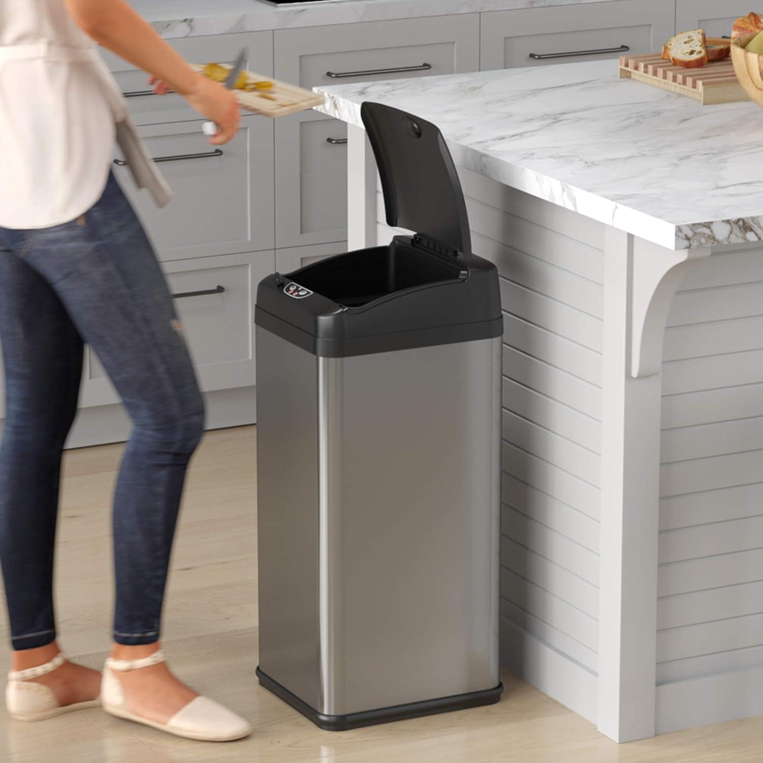 iTouchless Acute Touchless Stainless Steel 13 Gallon Motion Sensor Trash Can