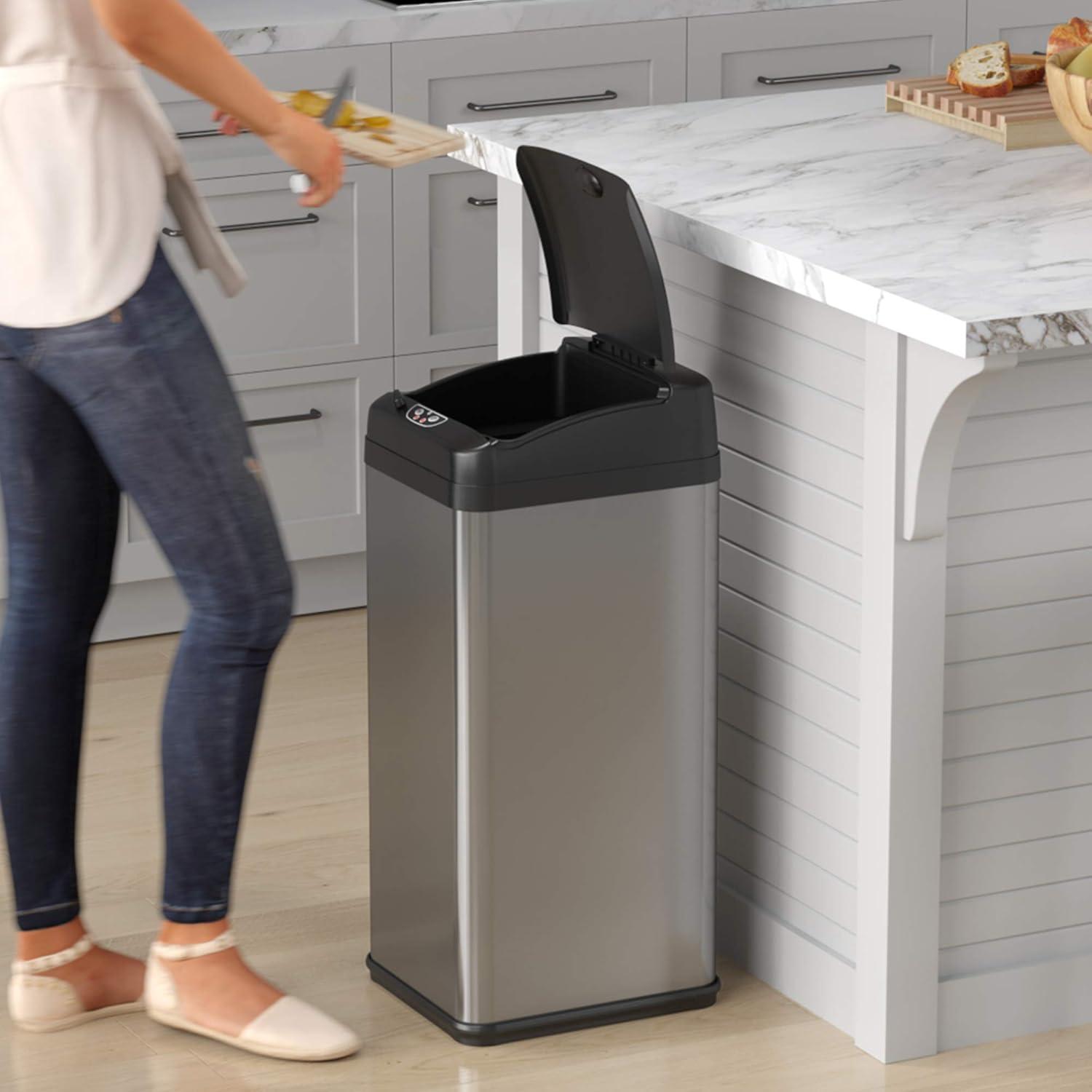 Acute Touchless Stainless Steel 13 Gallon Motion Sensor Trash Can