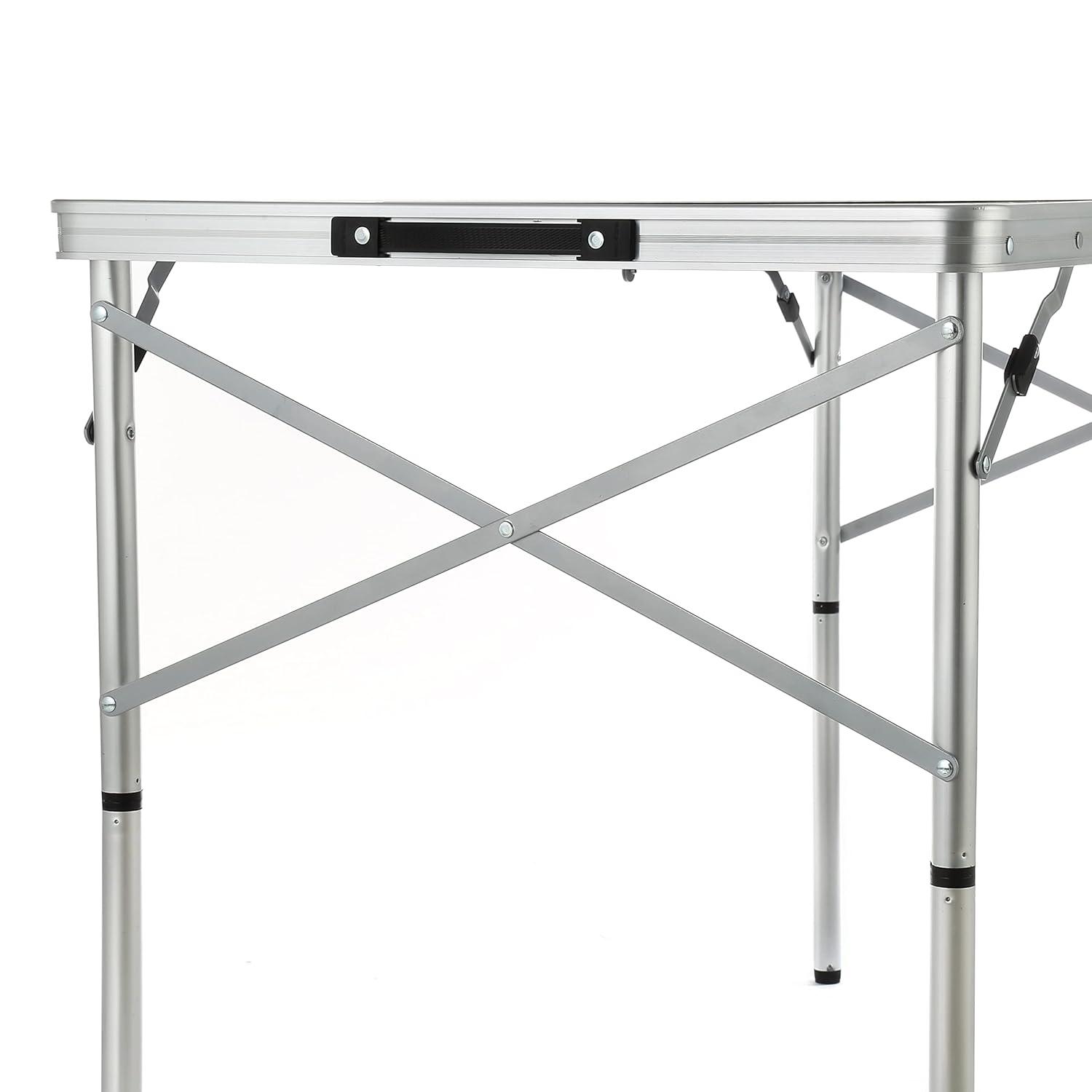 White Oak Aluminum Frame Folding Camping Table with Carrying Case