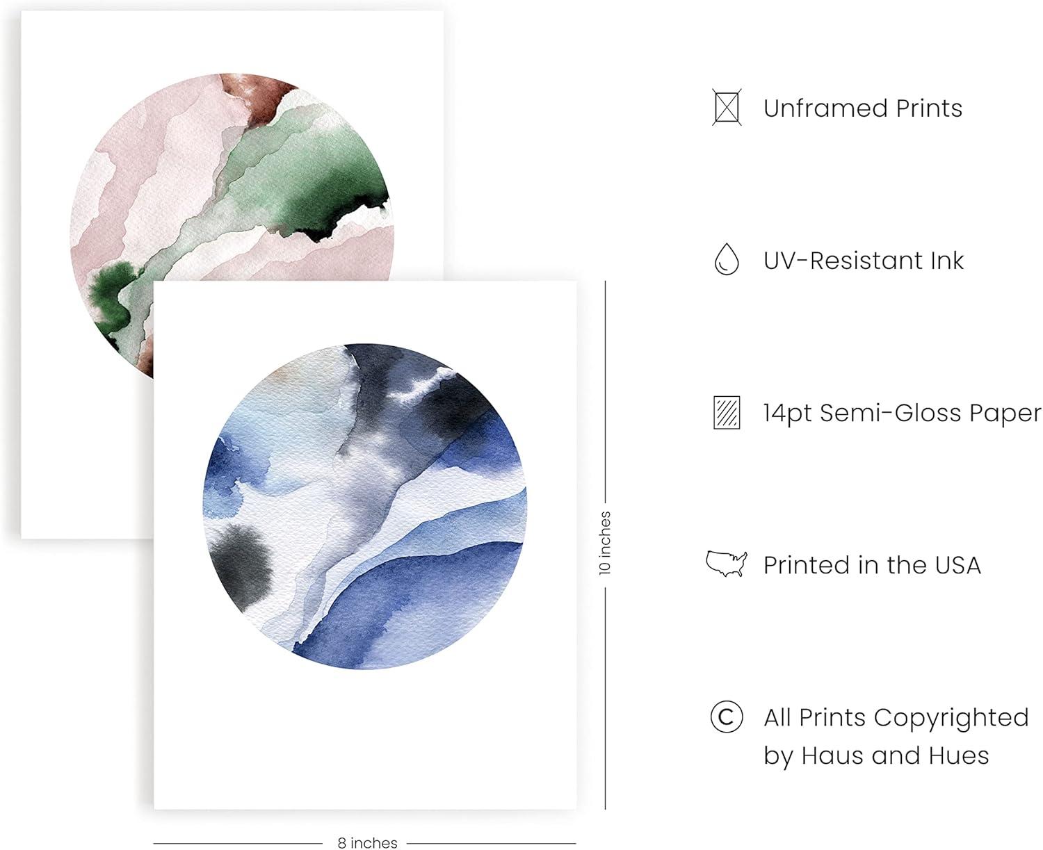 HAUS AND HUES Watercolor Prints Wall Art Pastel - Set of 4 Minimalist Wall Art Prints and Posters Modern Wall Art for Bedroom | 8"x10" UNFRAMED