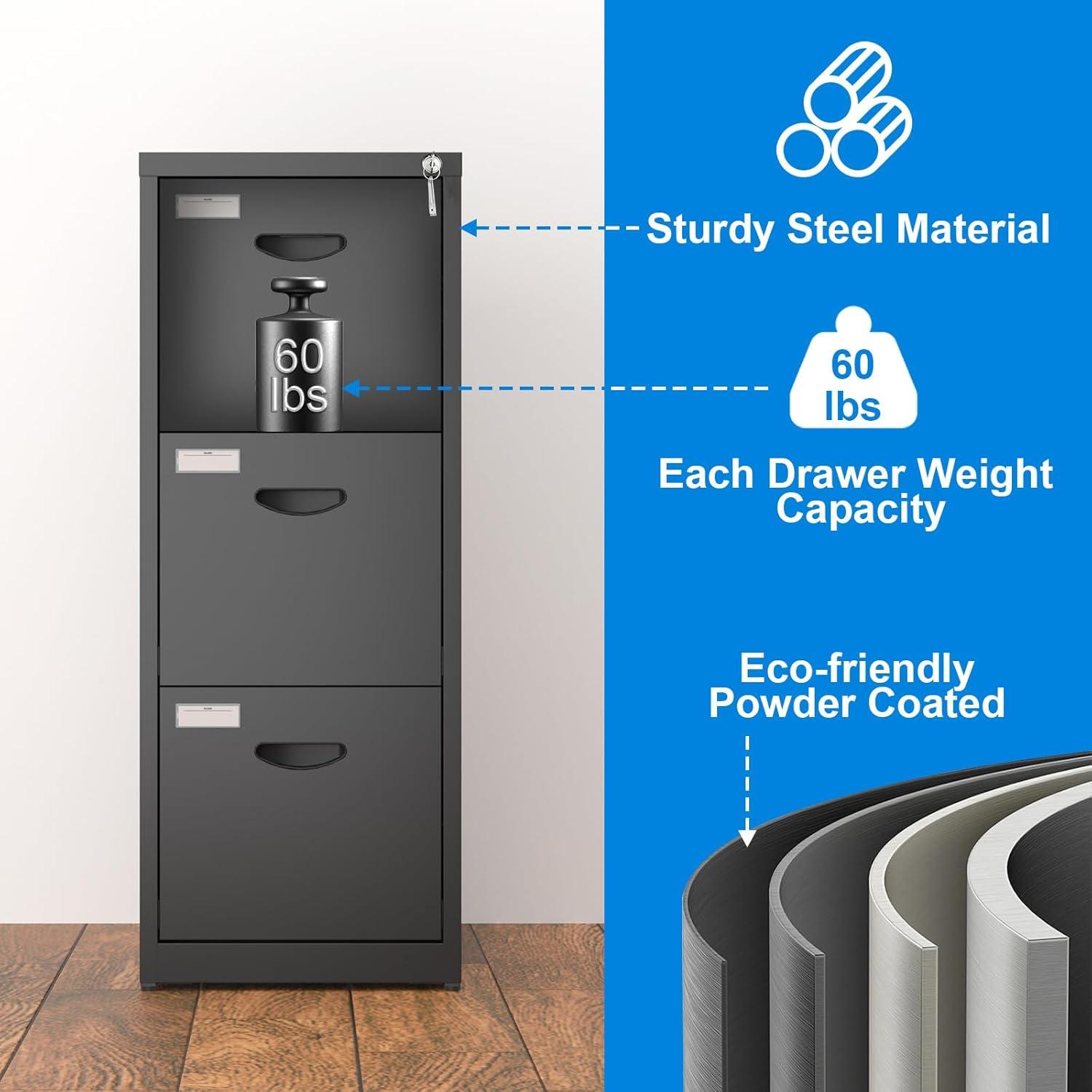 Inbox Zero 2 Drawer File Cabinet With Lock Metal Vertical File Cabinet