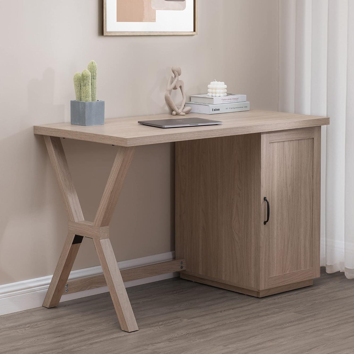 47.5" Walnut and Black Wood Standing Desk