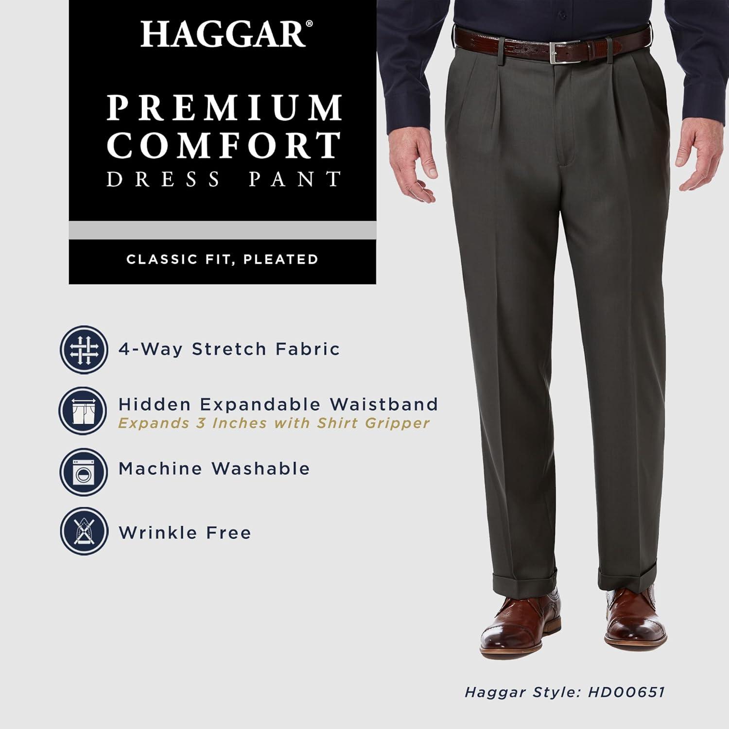 Haggar Men's Premium Comfort Classic Fit Pleat Front Dress Pant (Regular And Big & Tall Sizes)