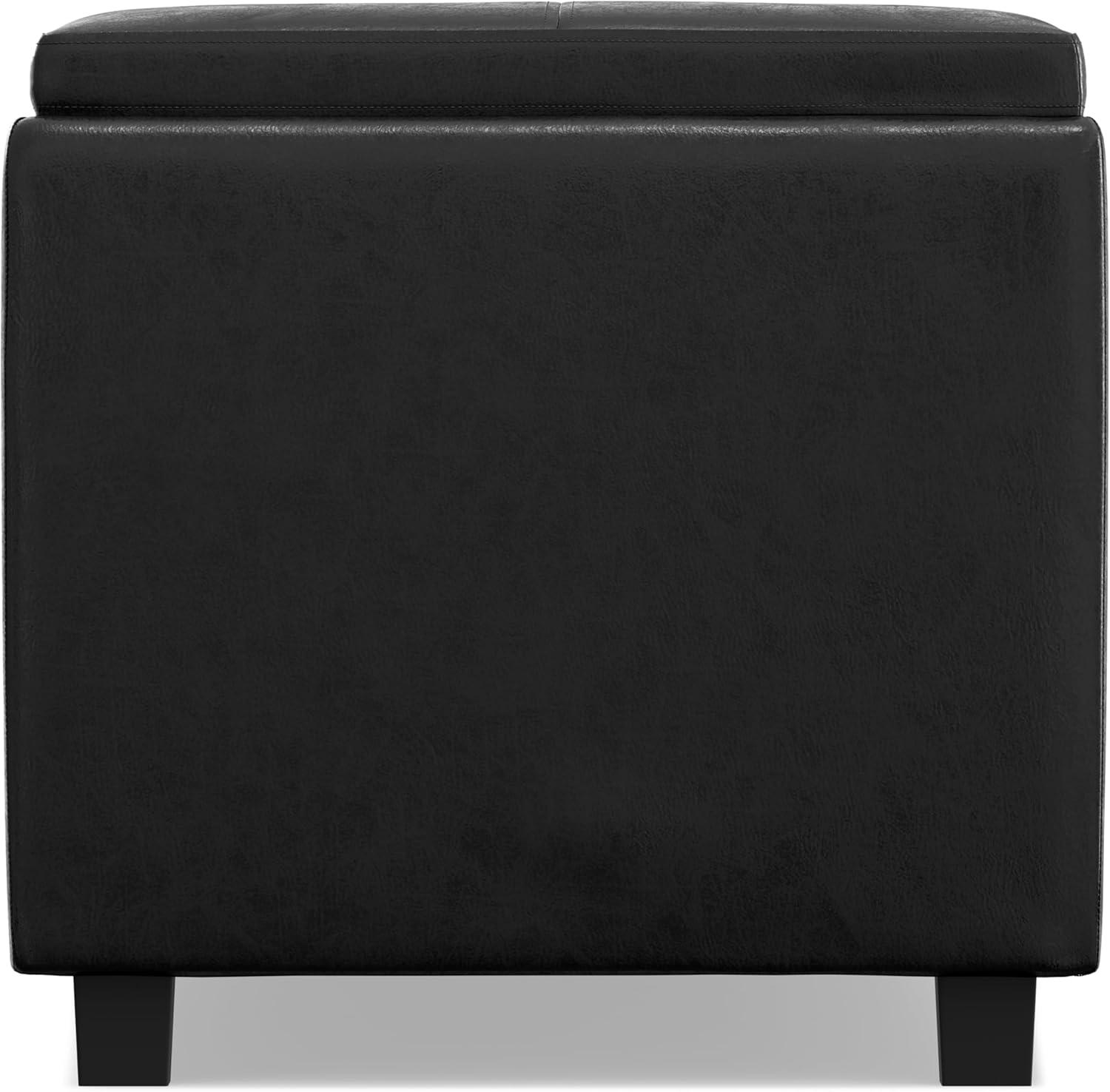 Simpli Home Avalon 42"W Upholstered Storage Ottoman with 3 Flip-Over Serving Trays