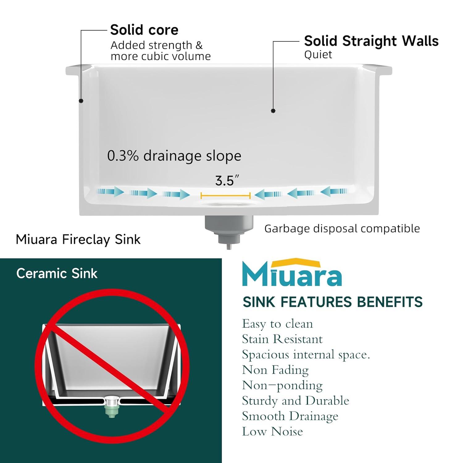 White Undermount Kitchen Sink 18 Inch - Small Topmount Wet Bar Sink Drop In 18”x18”x9”, Dual Mount Single Bowl, Heavy Duty Solid Fireclay, w 2 Accessories, for Kitchen & Laundry & Outdoor