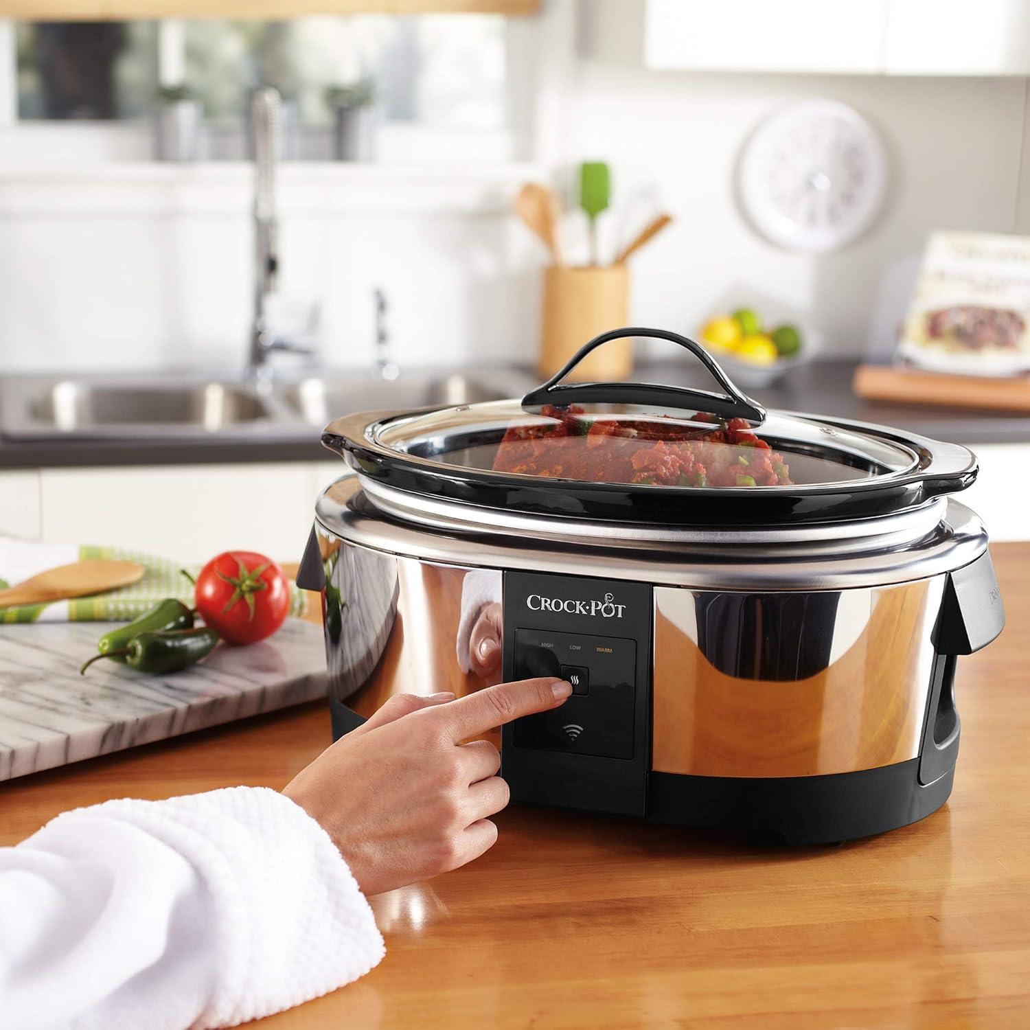 Open Box Slow Cooker 6-Quart Programmable Stainless Steel Compatible w/ Alexa (Good)