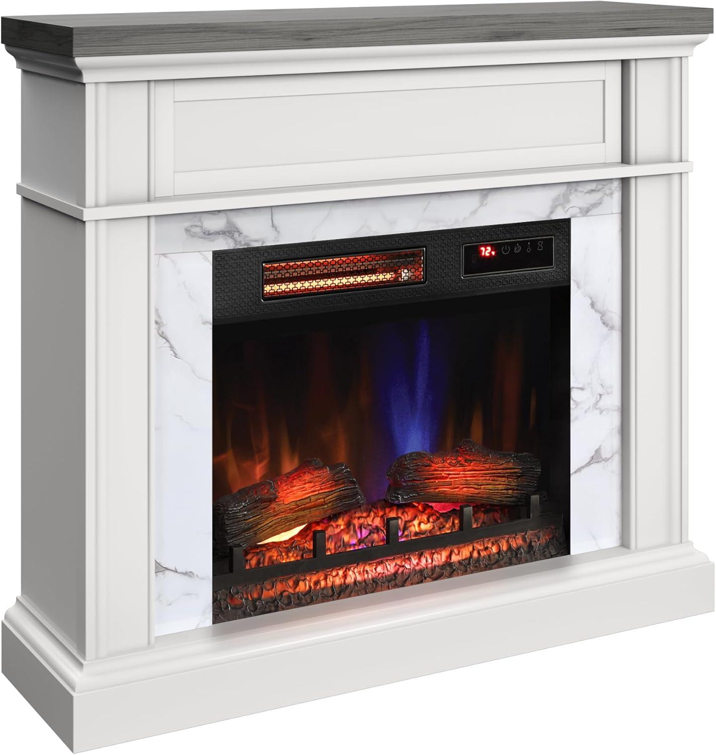 duraflame Wall Mantel Electric Fireplace, Bright White