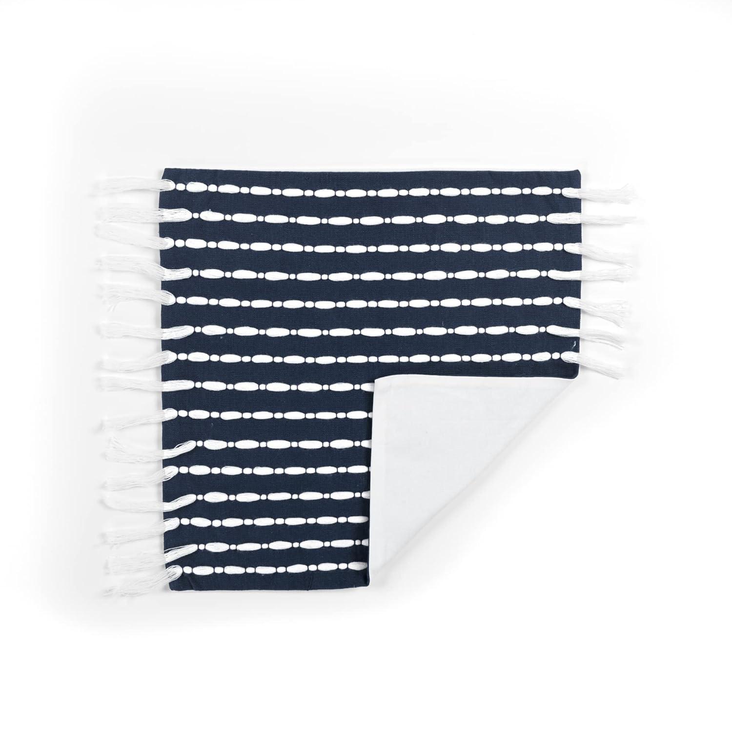20"x20" Oversize Linear Family-Friendly Cotton Pillow Cover with Tassel - Lush Décor