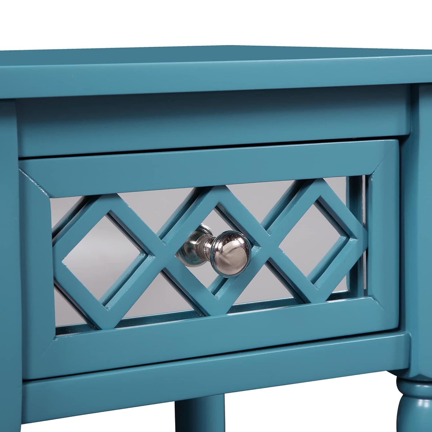 Convenience Concepts French Country Khloe Deluxe 1 Drawer Accent Table with Shelf, Blue