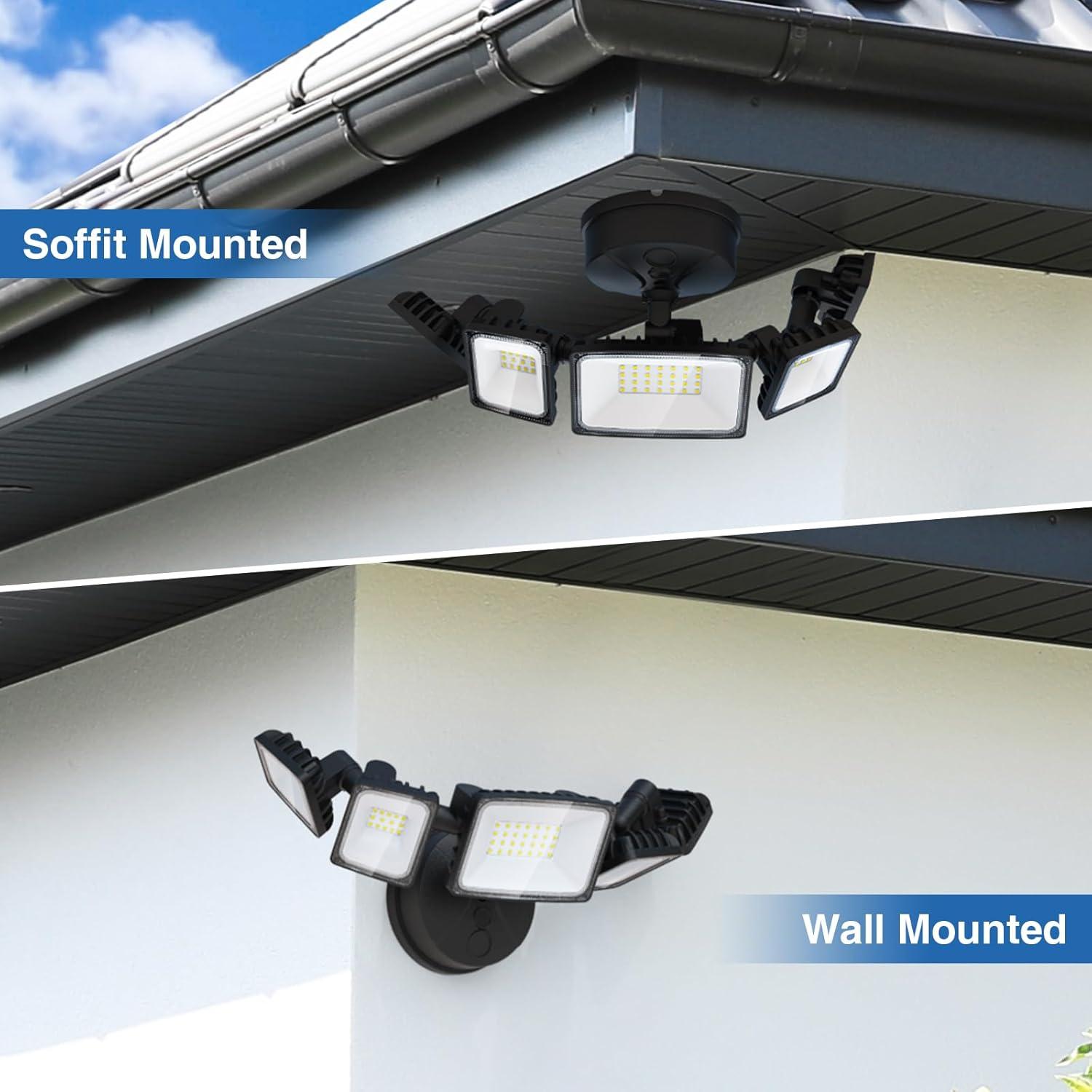 70W LED Flood Lights Outdoor Waterproof IP65, 5 Heads Exterior Security Lights, 6500K Super Bright Floodlight Fixture, Outside Light for House, Backyard