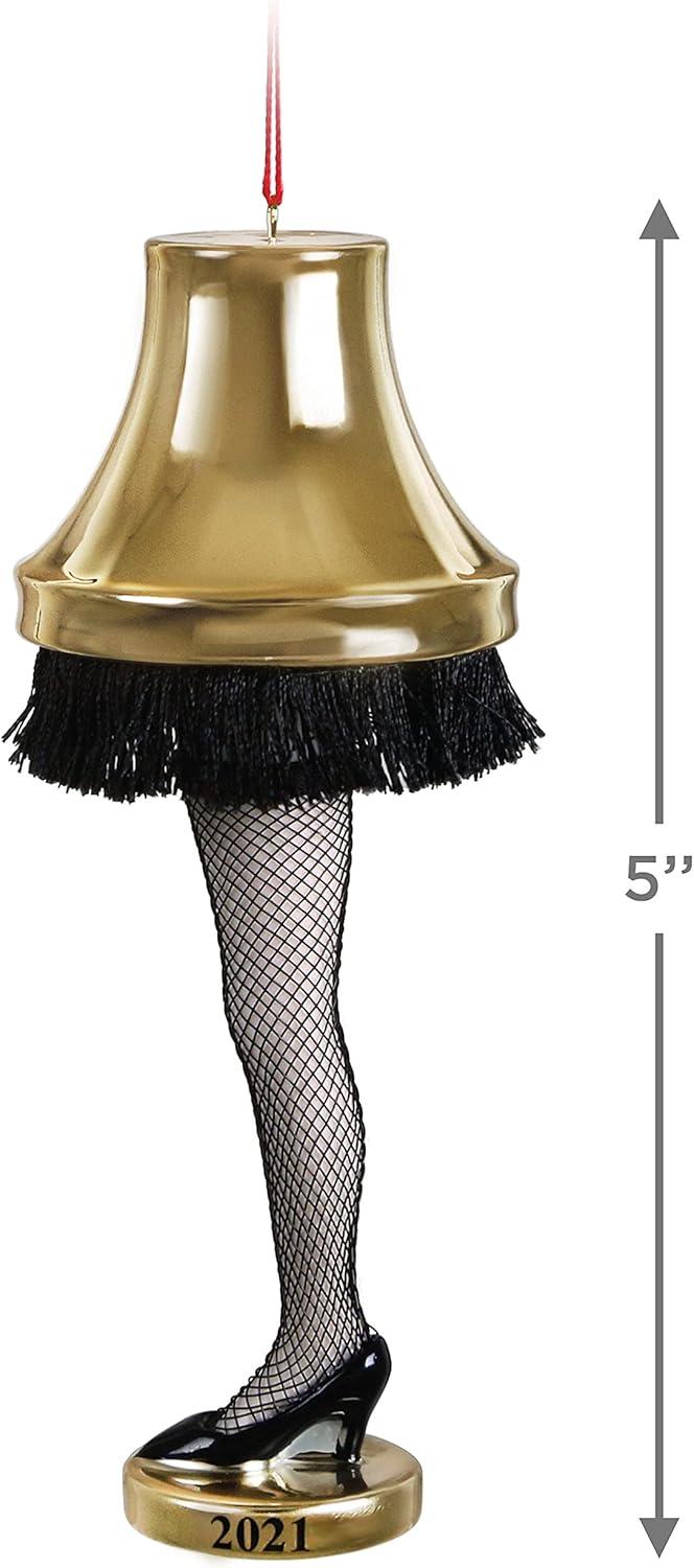 Gold and Black Porcelain Leg Lamp Christmas Ornament