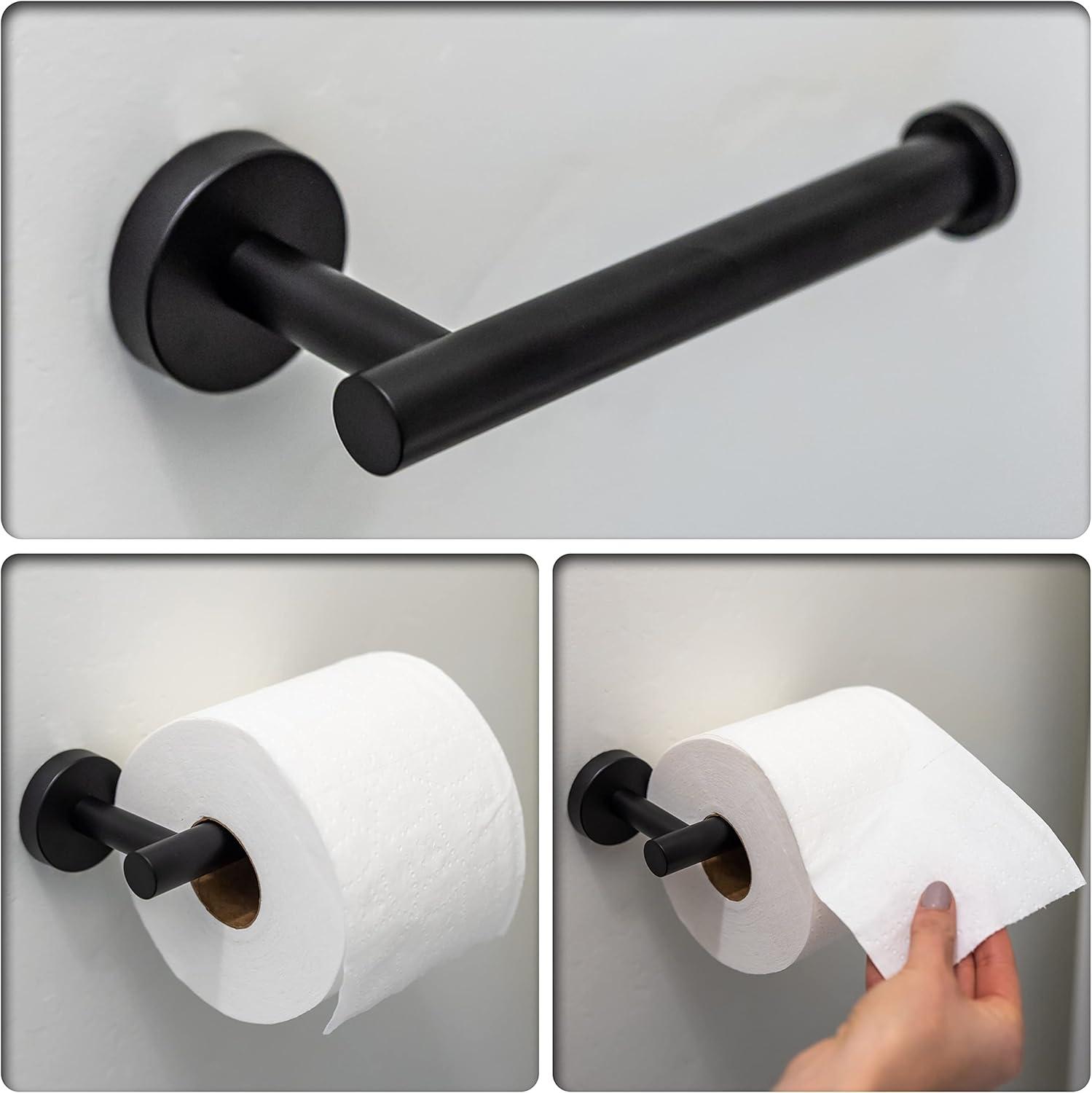 Matte Black 5-Piece Stainless Steel Bathroom Hardware Set