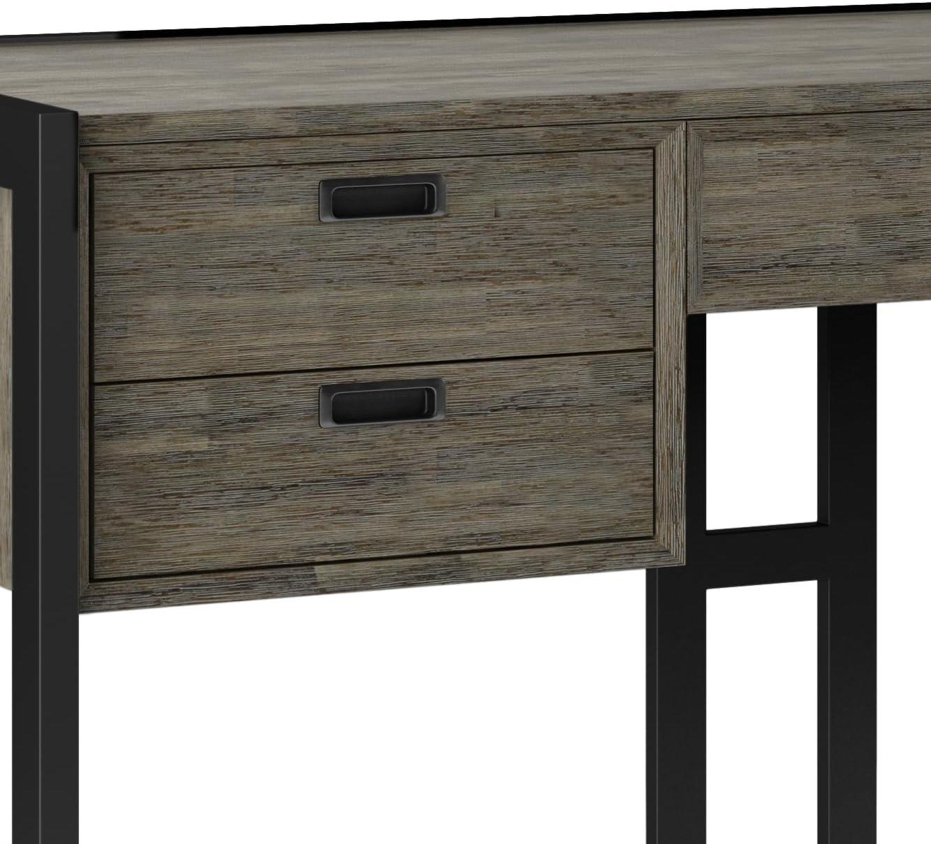 Simpli Home Hampden 60"W Wood and Metal Desk in Weathered Gray