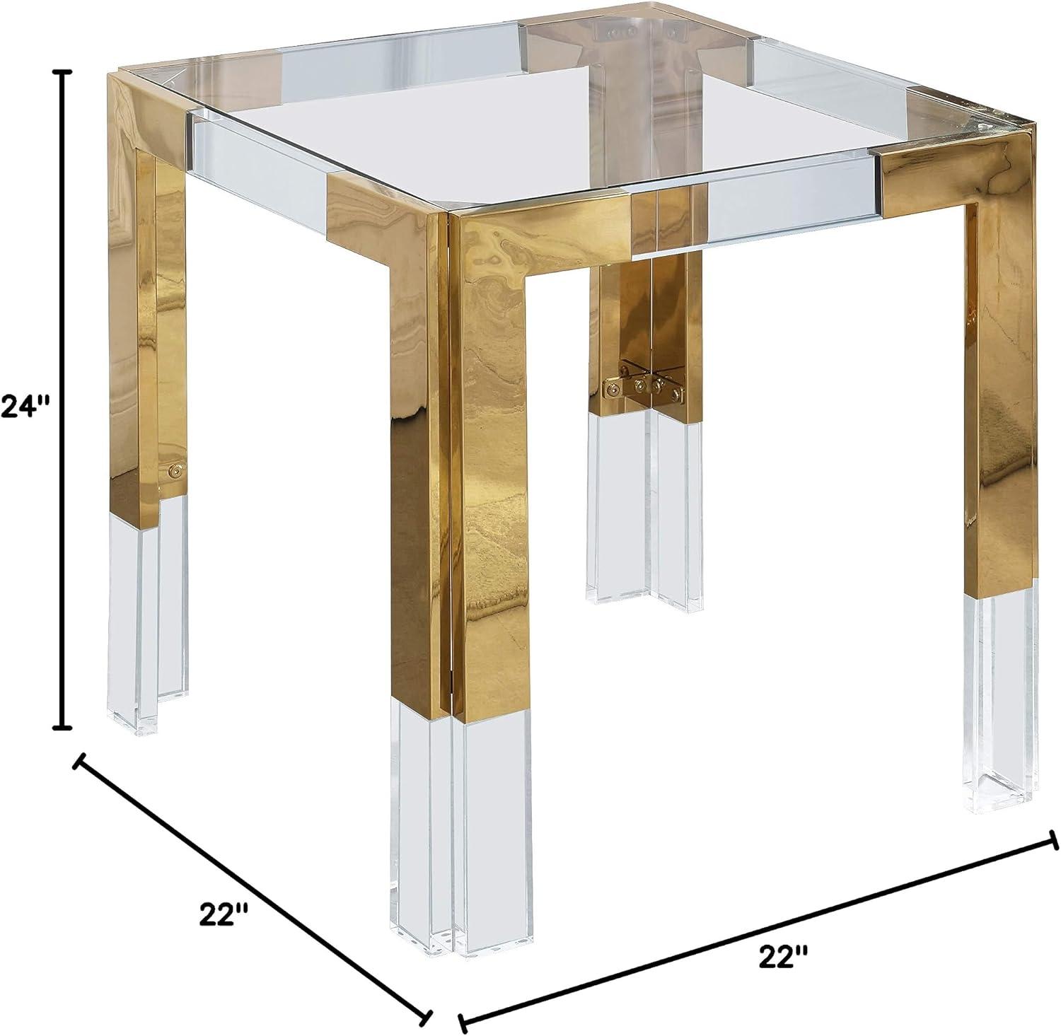 Meridian Furniture Casper Stainless Steel Squared Glass Top End Table in Chrome