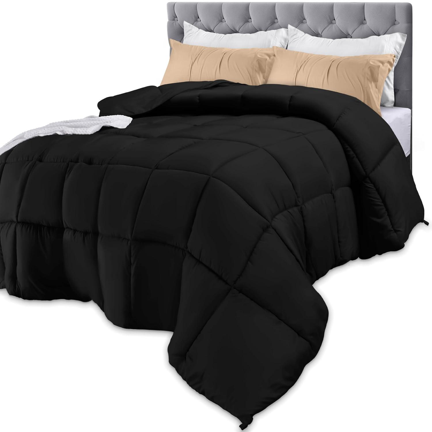 Utopia Bedding Comforters King Size, All Season Duvet Insert, Down Alternative Box Stitched Bed Comforter with Corner Tabs, Machine Washable (Black)