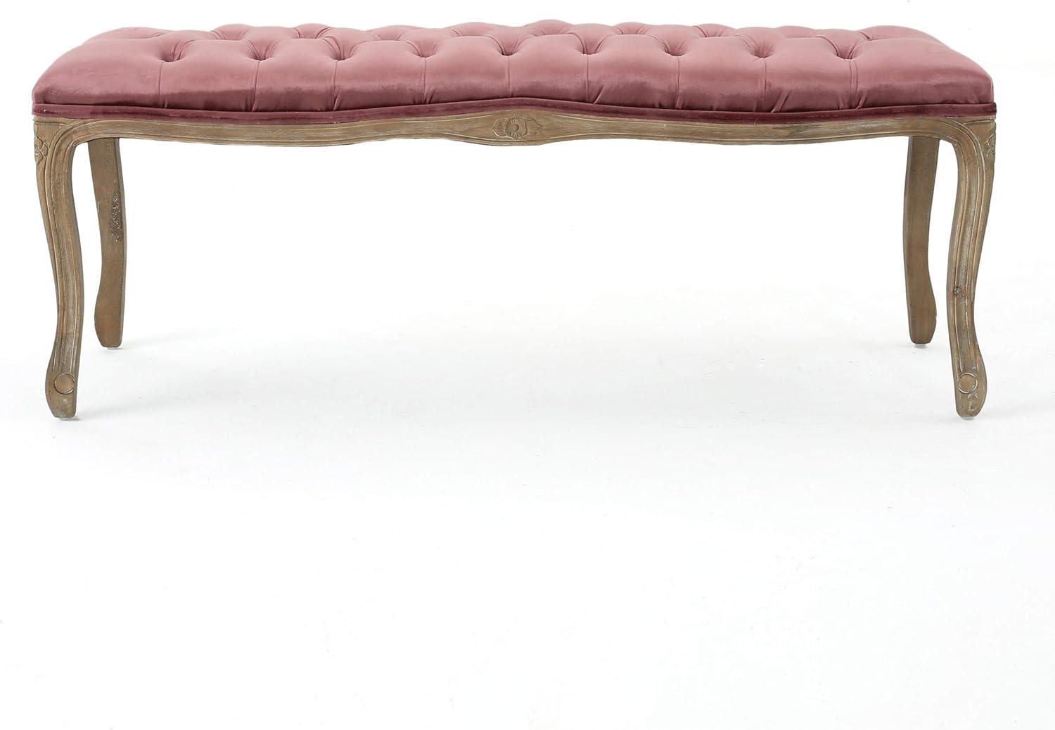 Tassia New Velvet Tufted Bench - Blush - Christopher Knight Home