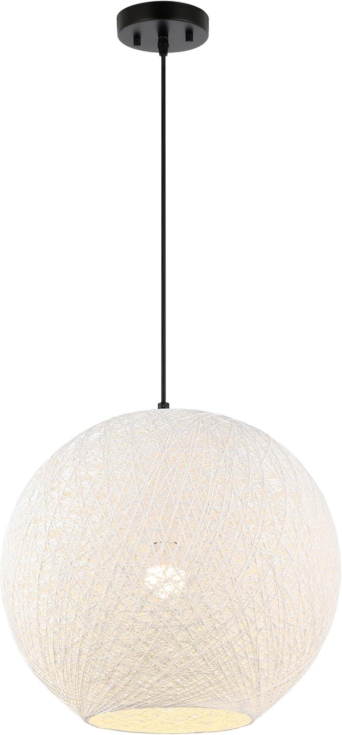 Lacey 19.5" White Bohemian Globe LED Pendant Light