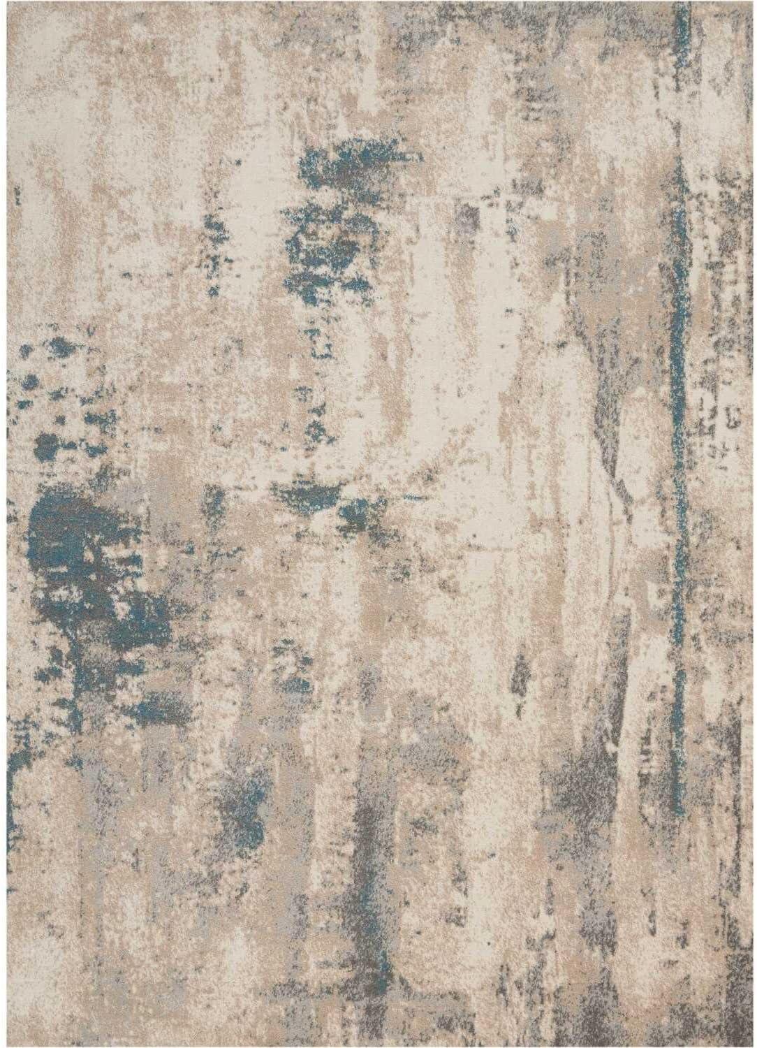 Ivory Abstract Ombre 5'3" x 7'3" Synthetic Area Rug