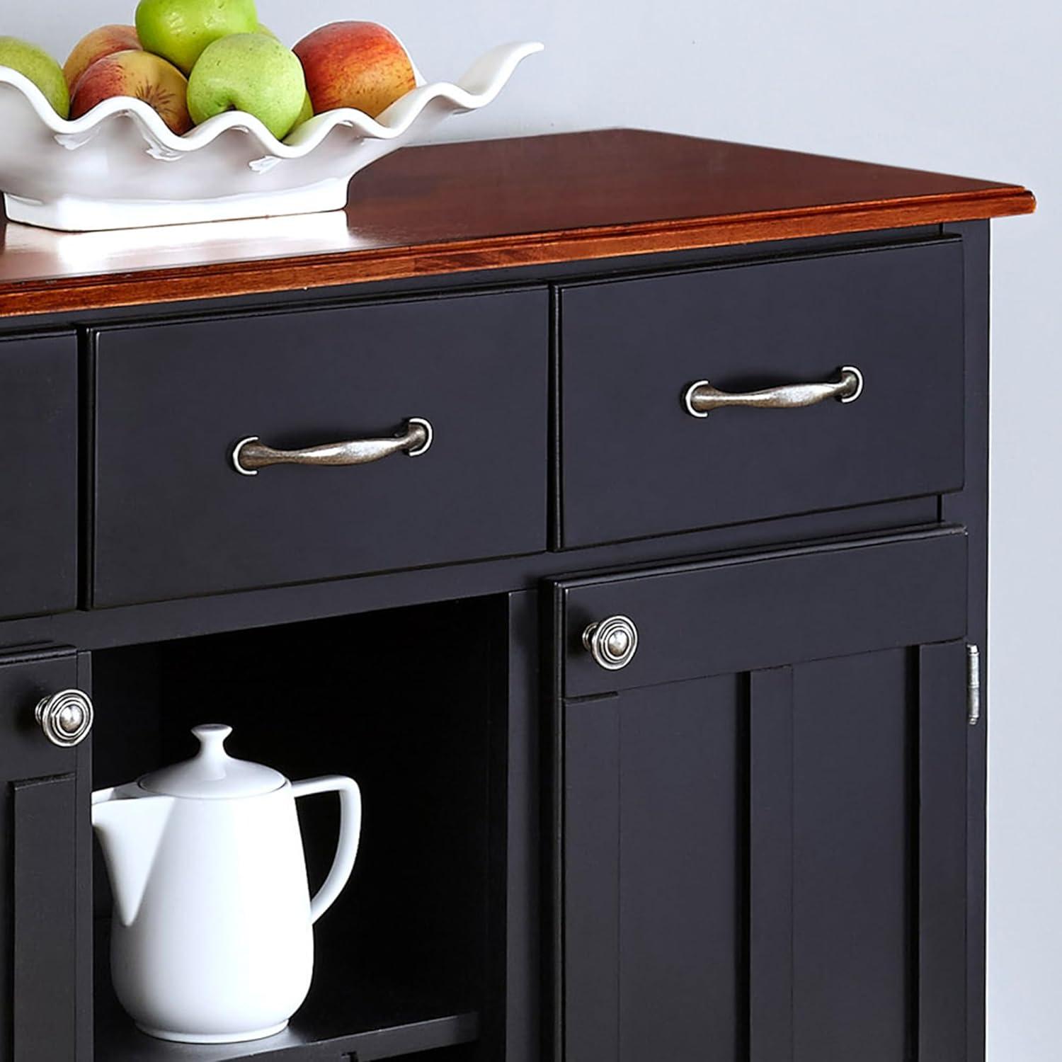 Hutch-Style Buffet Wood/Black/Cherry - Home Styles: Traditional Sideboard with Wine Storage, Hardwood Frame