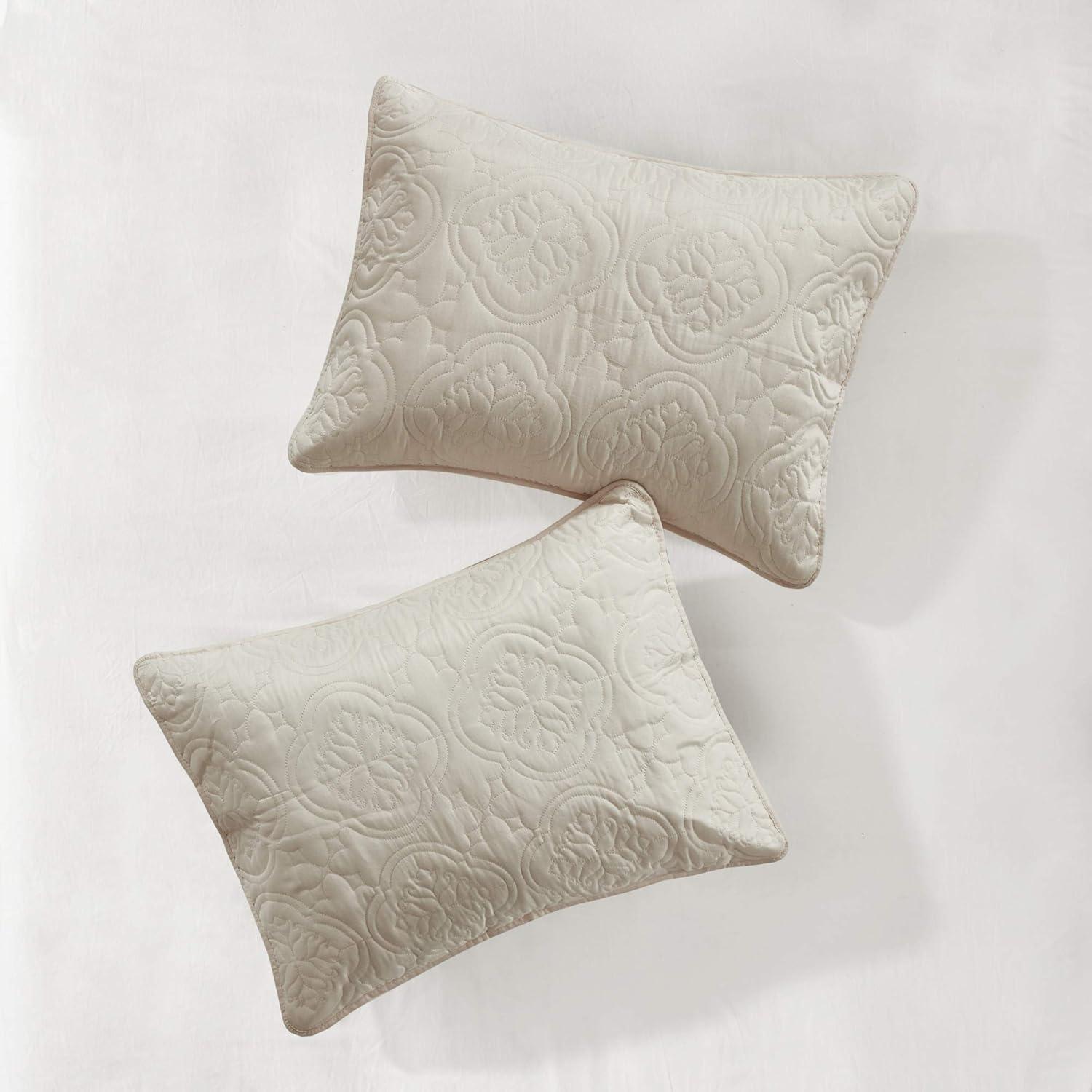 Cream Microfiber Reversible Full Bedspread Set