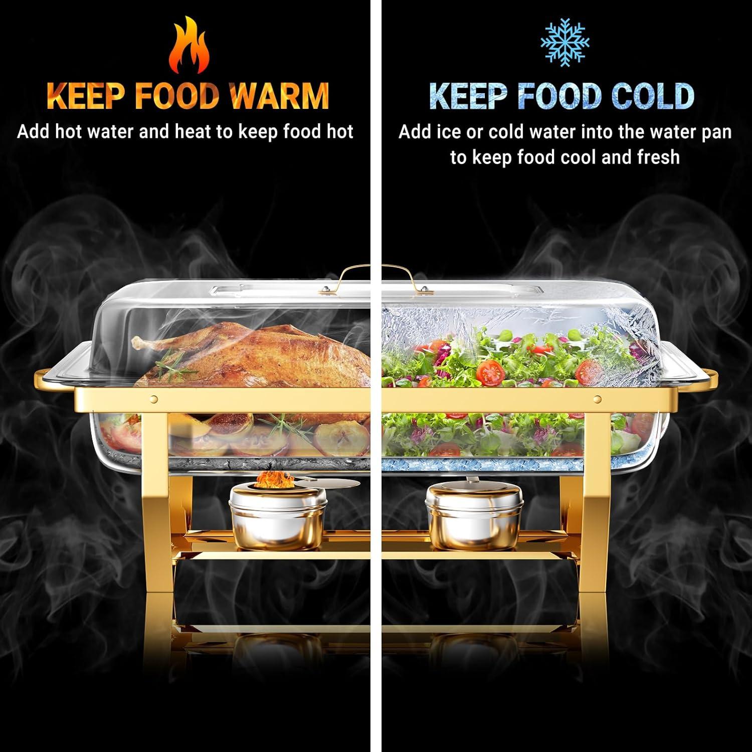 The Party Aisle™ Chafing Dishes For Buffet 4 Pack, 8 Qt Stainless Steel Chafers And Buffet Warmers Sets With Lid, Rectangle Serving Food Warmer Catering Supplies Buffet Display For Parties