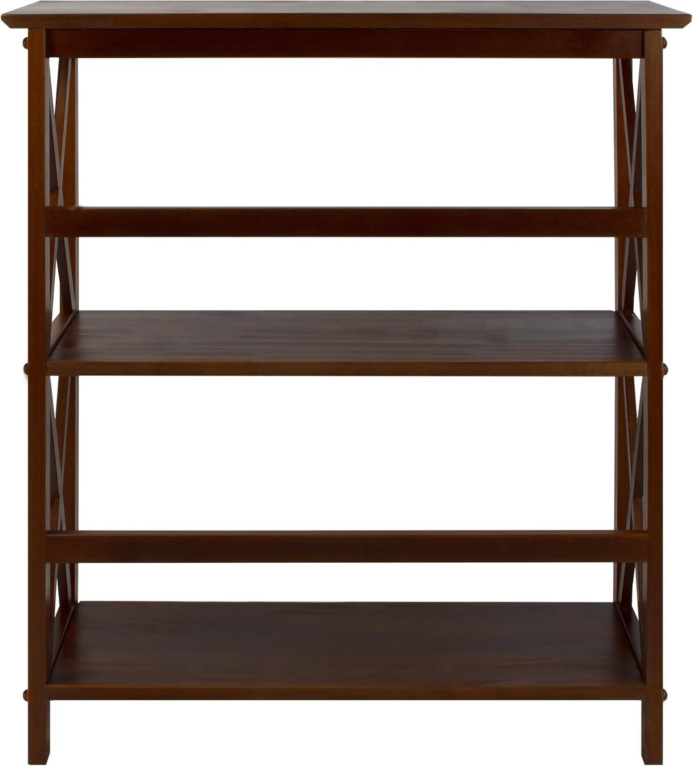 Casual Home 324-34 Soild Wood Montego X Design Style 3 Shelf Bookcase, Walnut