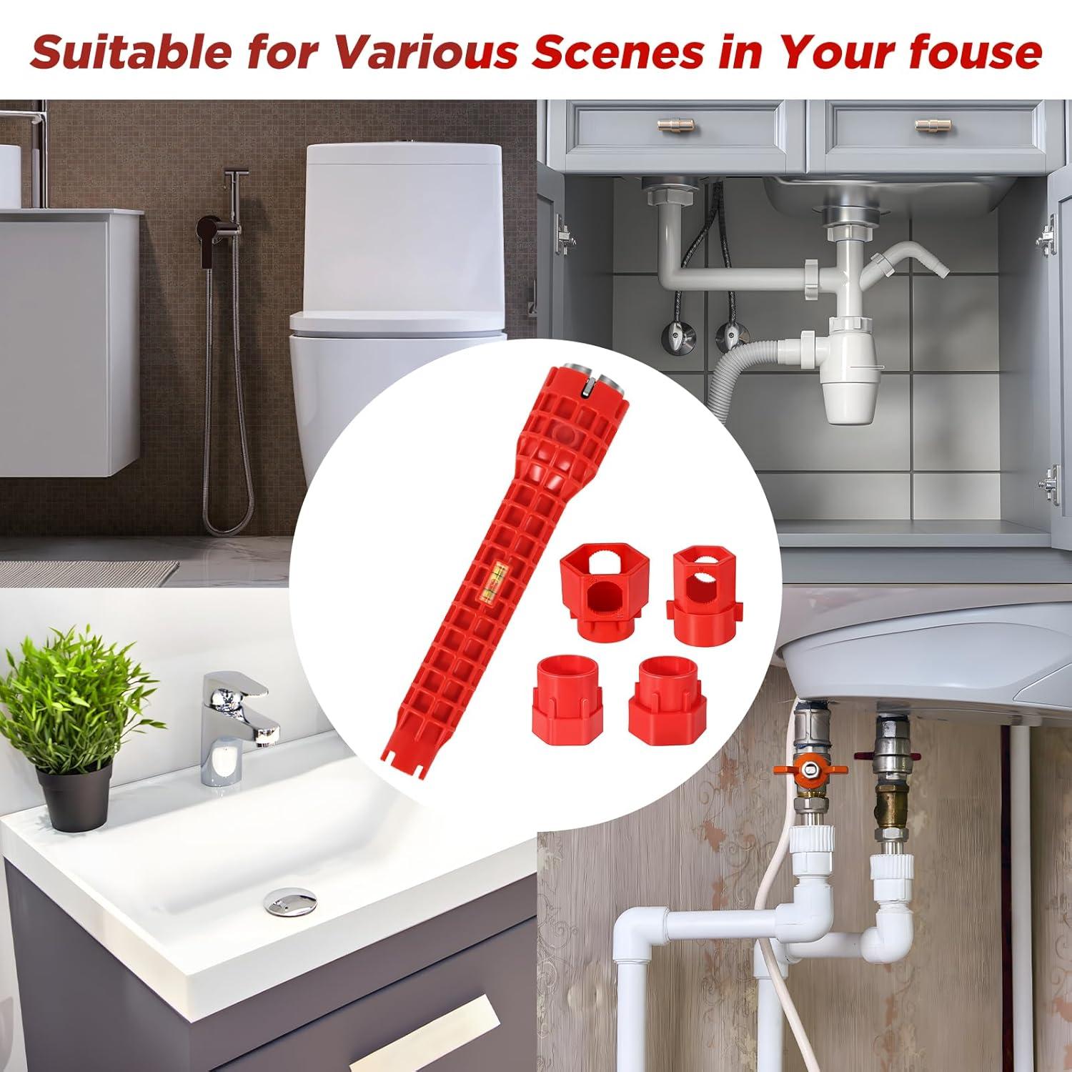 Forlivese 14-in-1 Multi-Function Basin Wrench,Faucet Installer and Sink Drain Nut Removal Tool,One-Way Plumbing Wrench for Tight Spaces