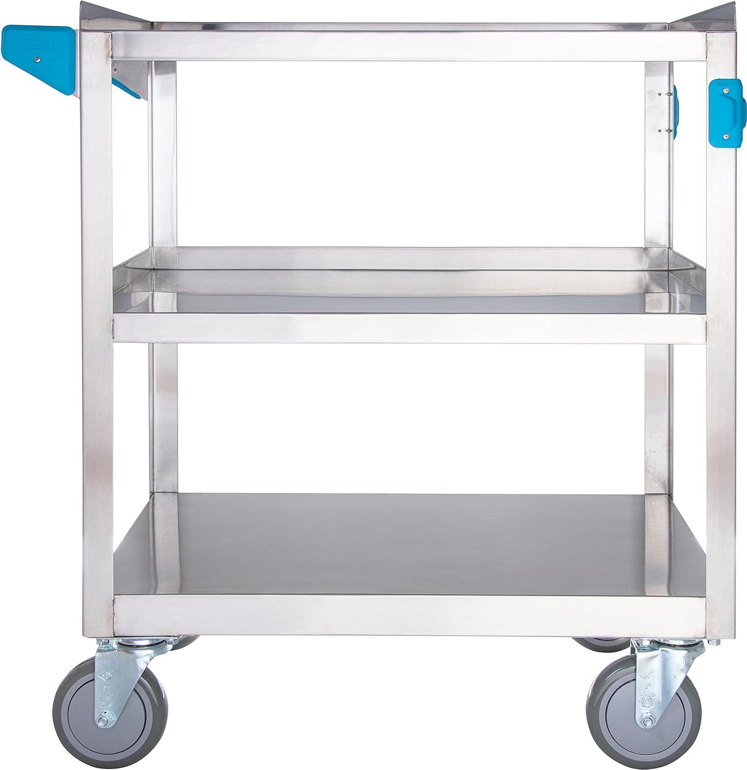 Stainless Steel 3-Shelf Utility Cart with Rubber Bumpers