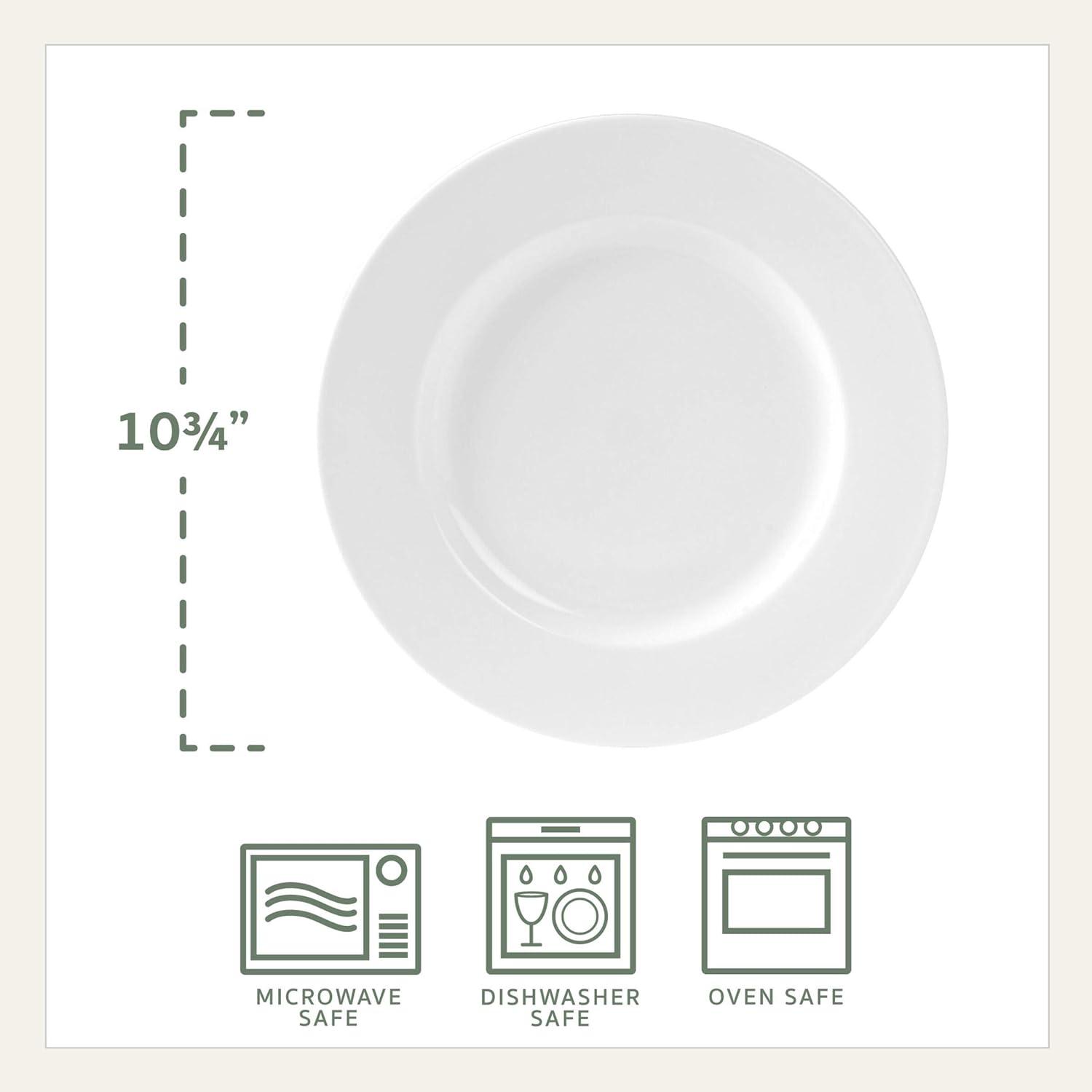 Classic White Porcelain 10.75 Inch Dinner Plates Set