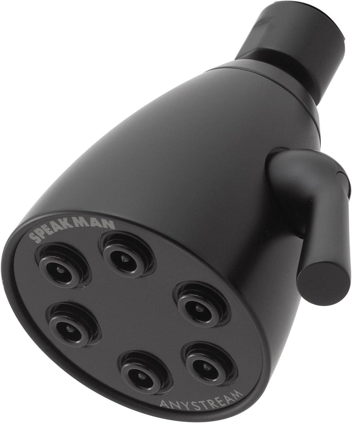 Speakman S-2252-MB Signature Brass Icon Anystream High Pressure Adjustable Shower Head, Matte Black