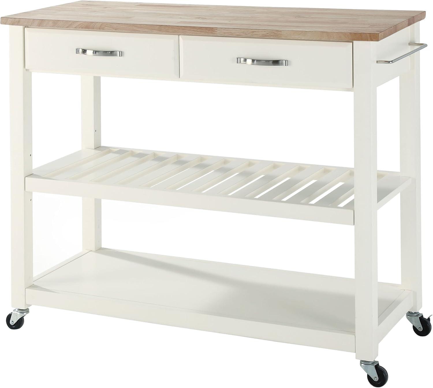 Natural Wood Top Kitchen Cart/Island with Optional Stool Storage - Crosley