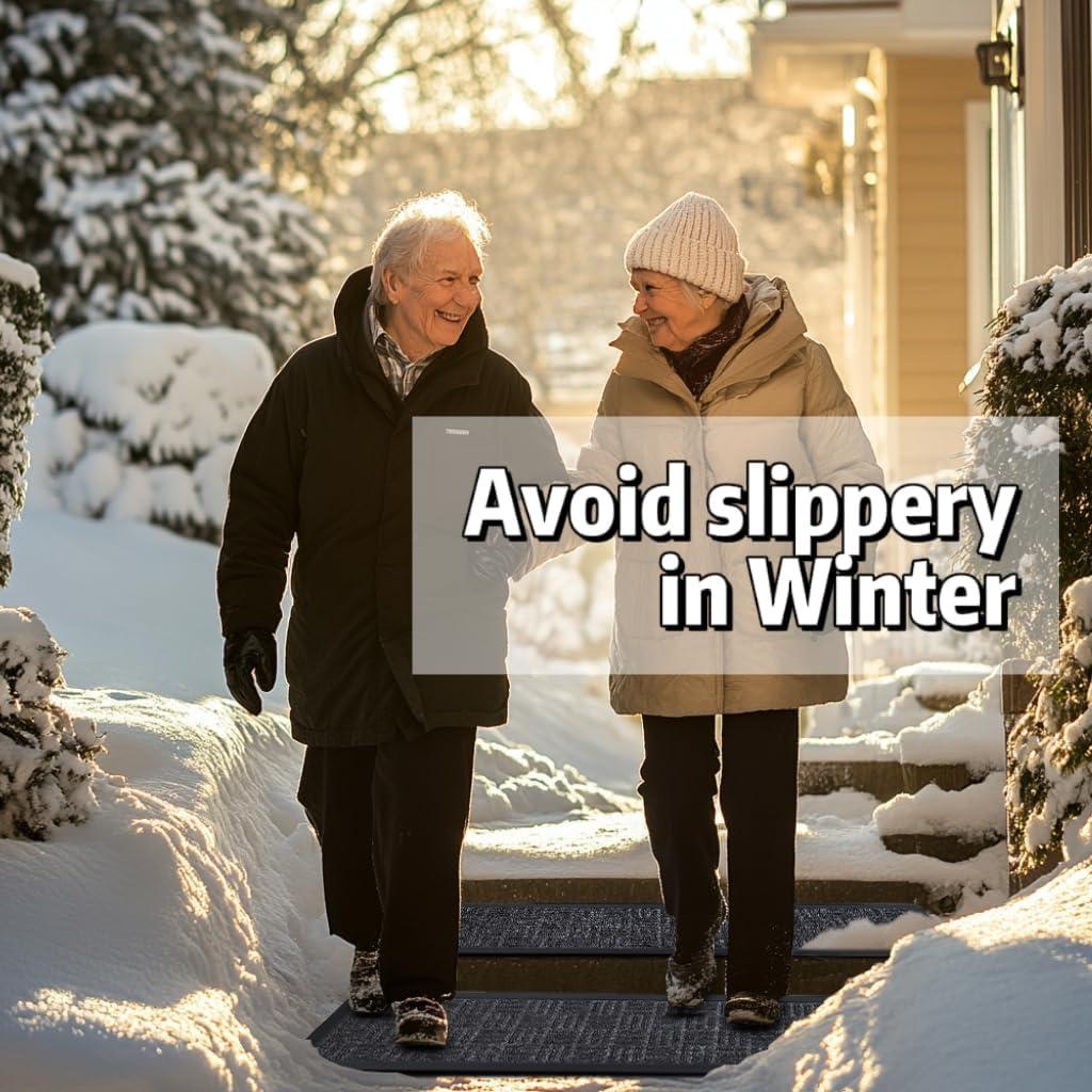 Aucuda 6pcs 8.5" x 30" Stair Treads Outdoor for Elders and Dogs on Wooden Steps, Non Slip Stair Runner Rug Heat Insulation Rubber Backing, Staircase Mat Carpet for Indoor Grip Farmhouse.