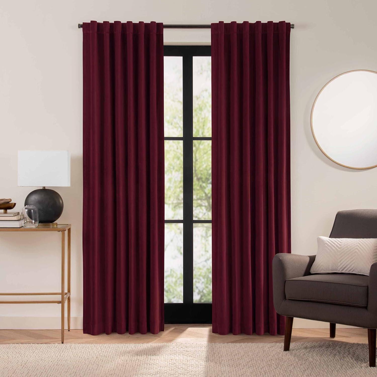Eclipse Eclipse Luxury Cotton Velvet 100% Blackout Rod Pocket Back Tab Curtain Panel