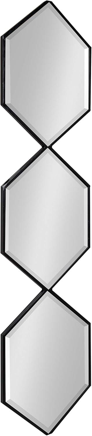 Kate & Laurel All Things Decor 10"x42" Roycen Metal Accent Wall Mirror Black: Modern Hexagon Shape, No Assembly, Wall Mount