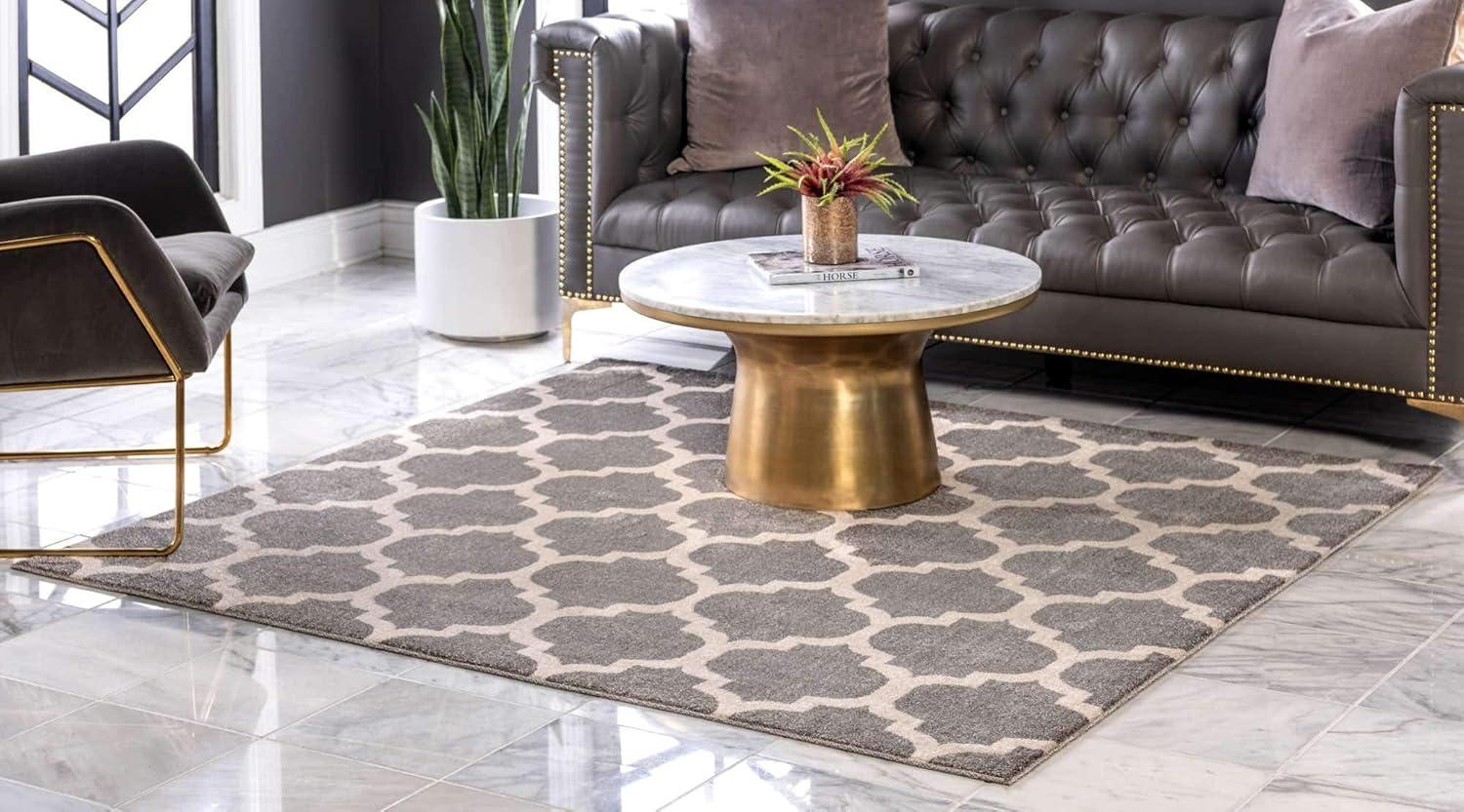 Unique Loom 5' 4 x 6' 1 Trellis Philadelphia Dark Gray Area Rug