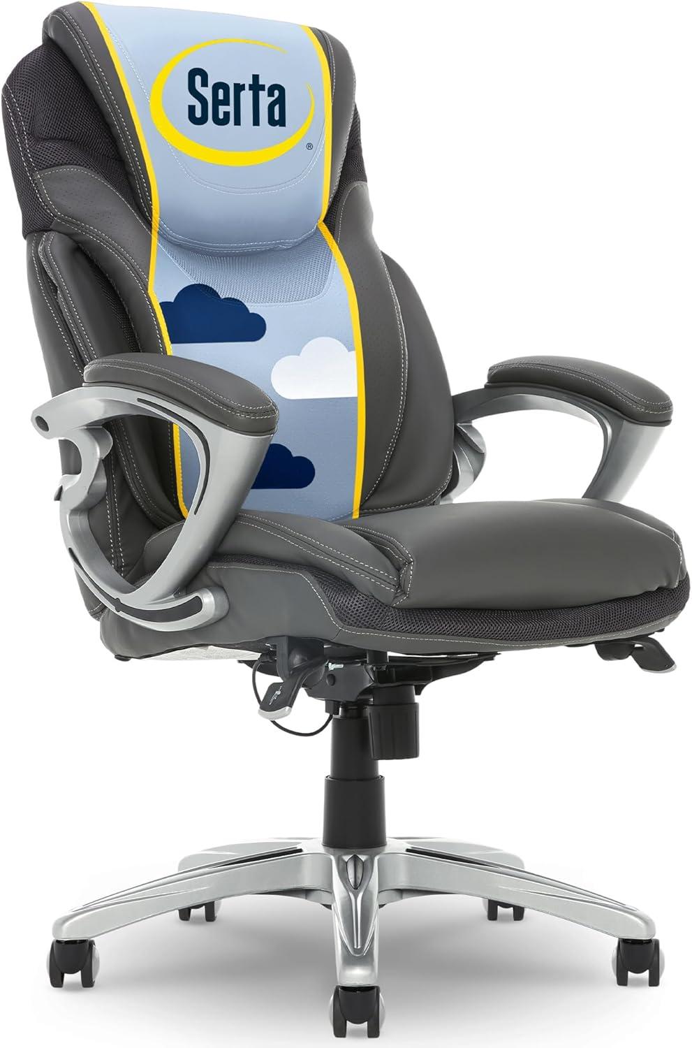 Serta Bryce Executive Office Chair with Patented AIR Lumbar Technology and Layered Body Pillows