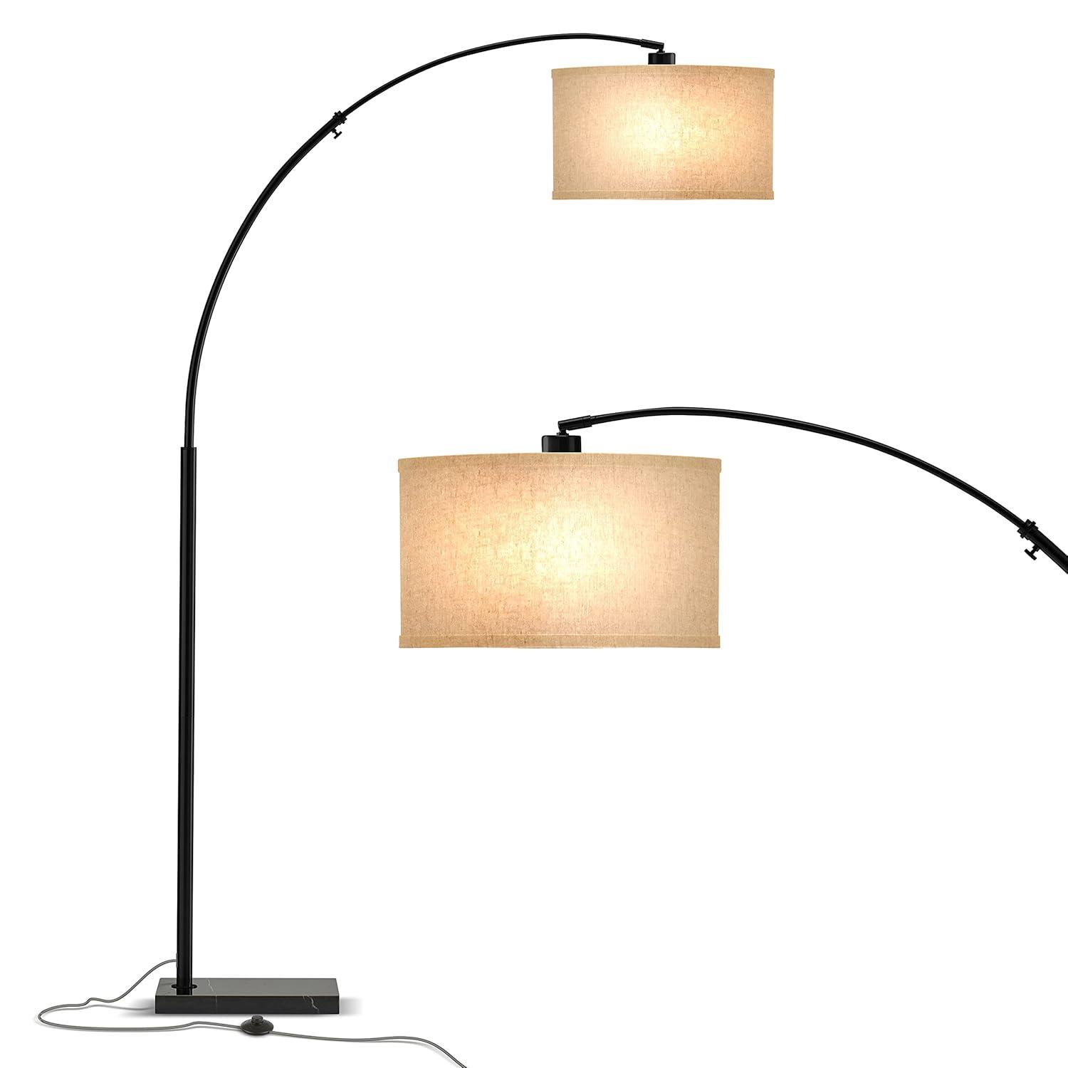 Brightech Logan 76 in. Adjustable and Extendable LED Arched Gold Floor Lamp with Weighted Marble Base - LED Bulb Included