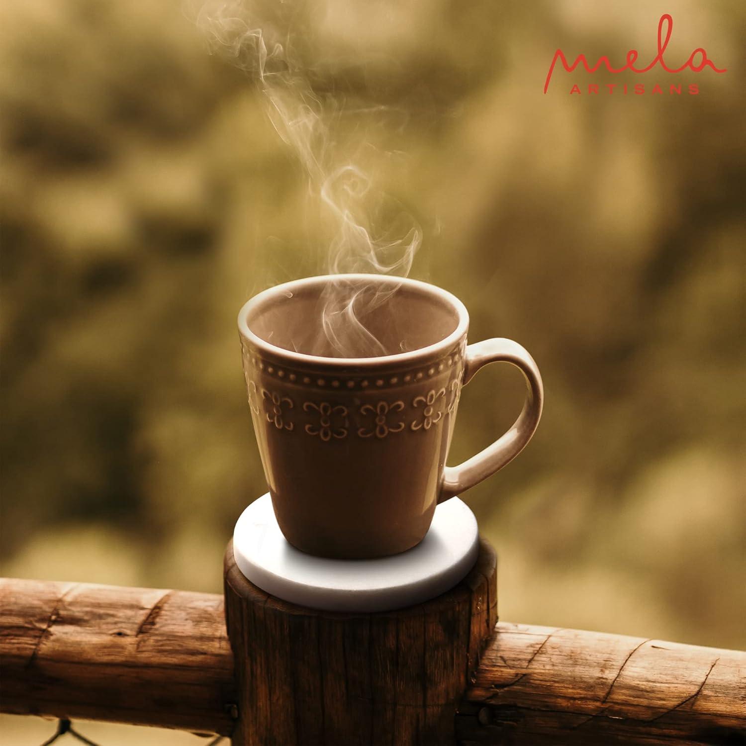 Mercer41 Raniyha Marble Round Coaster 4-Pack