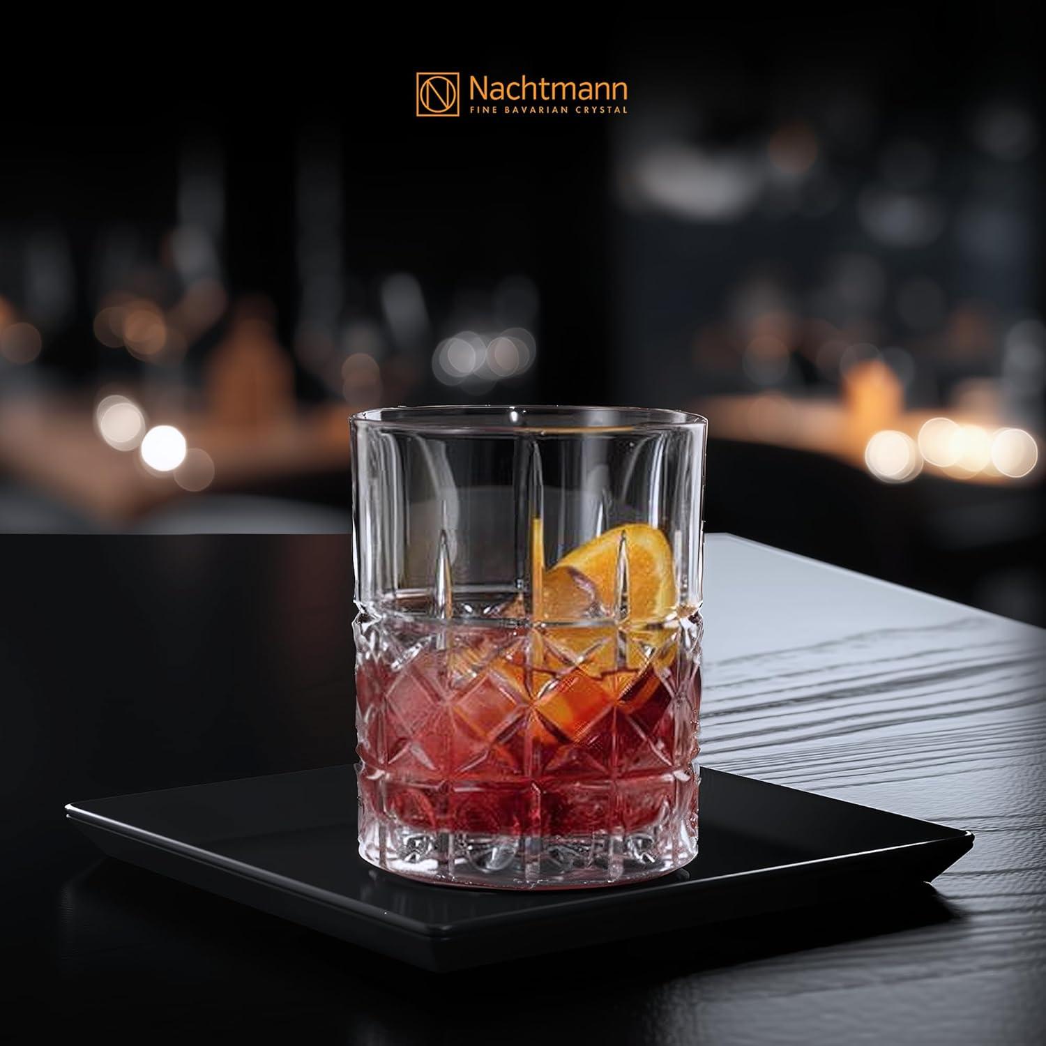 Nachtmann Highland 12-Ounce Whiskey Glass (Set of 4), 4-inch Whiskey Tumbler for Scotch, Rum, Spirits - Classic Barware, Dishwasher Safe Glassware - Classic Collectible Drinkware (Assorted Patterns)