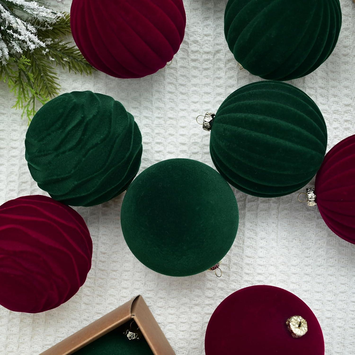 Zpanxa Christmas Decorations Clearance 3.15'' Flocking Ball Christmas Ball Dark Velvet Christmas Ball Christmas Tree Decoration 12PC Red