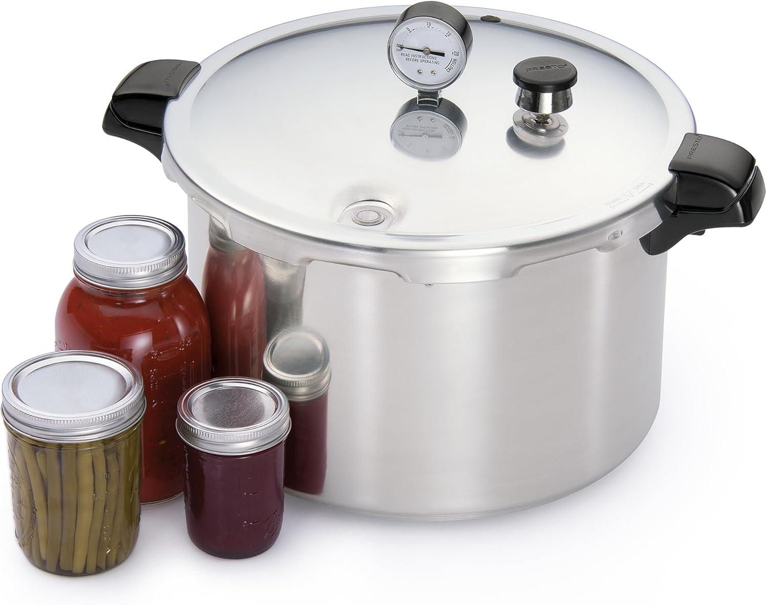 Presto Pressure Canner with Pressure Gage and Canning Rack, Heavy Gauge Aluminum, 16 Quart