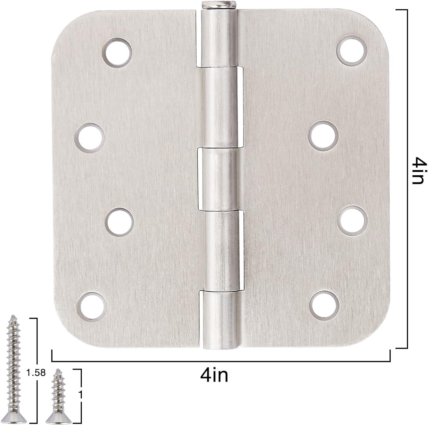 18-Pack Satin Nickel 4" x 4" Rounded Door Hinges