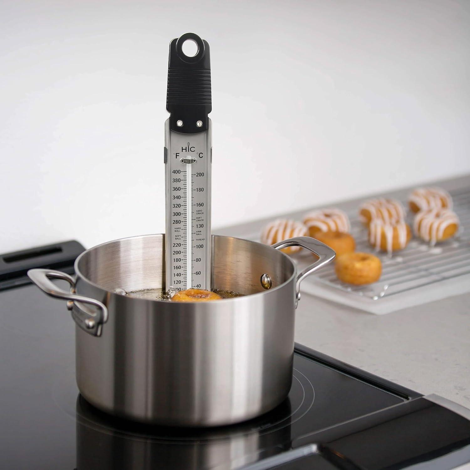 HIC Roasting Deep Fry Candy Jelly Thermometer, Stainless Steel with Glass Tube