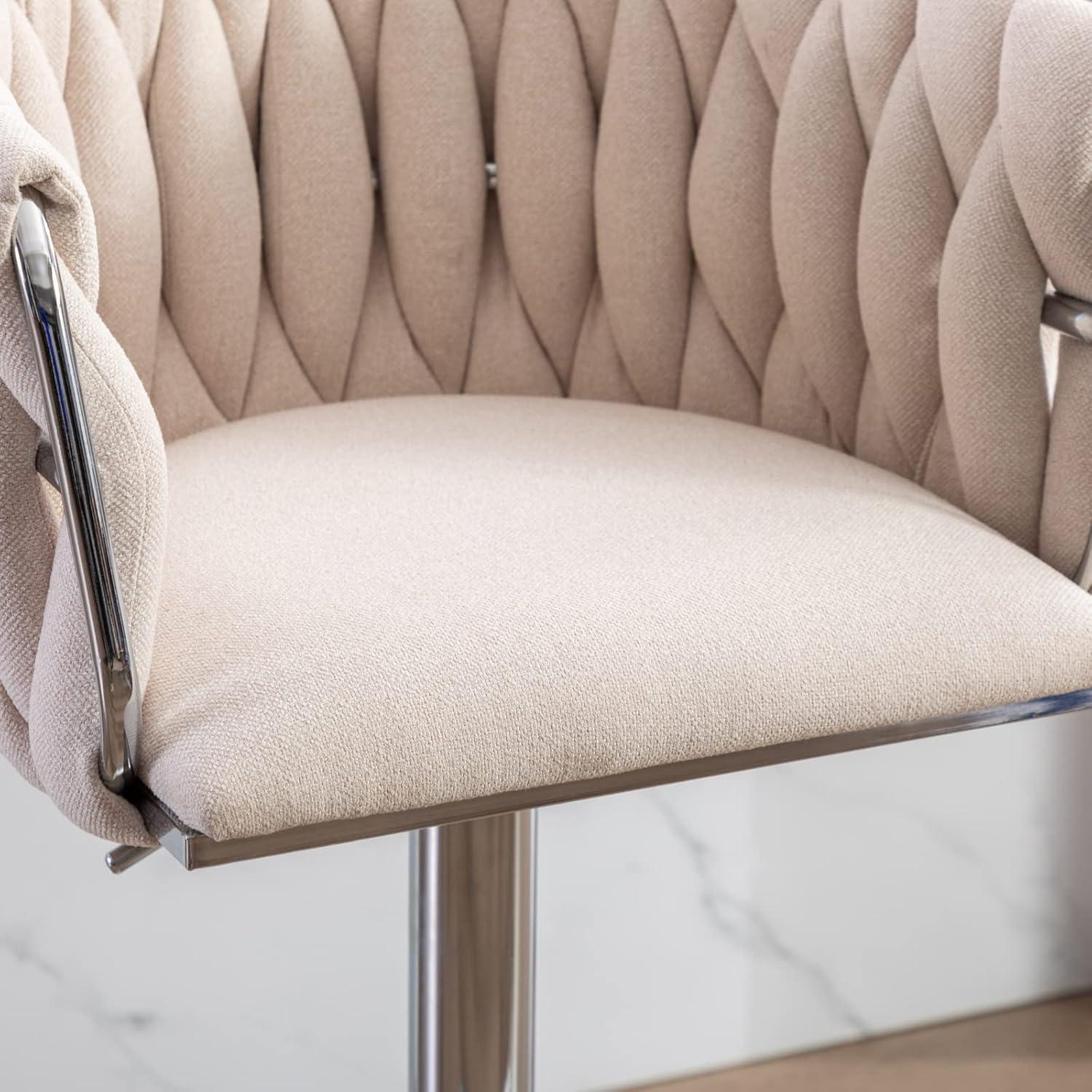 Velvet Bar Stools Set of 2, Counter Height Barstools with Low Back, Swivel Bar Stool for Kitchen Island, Pub (Black)