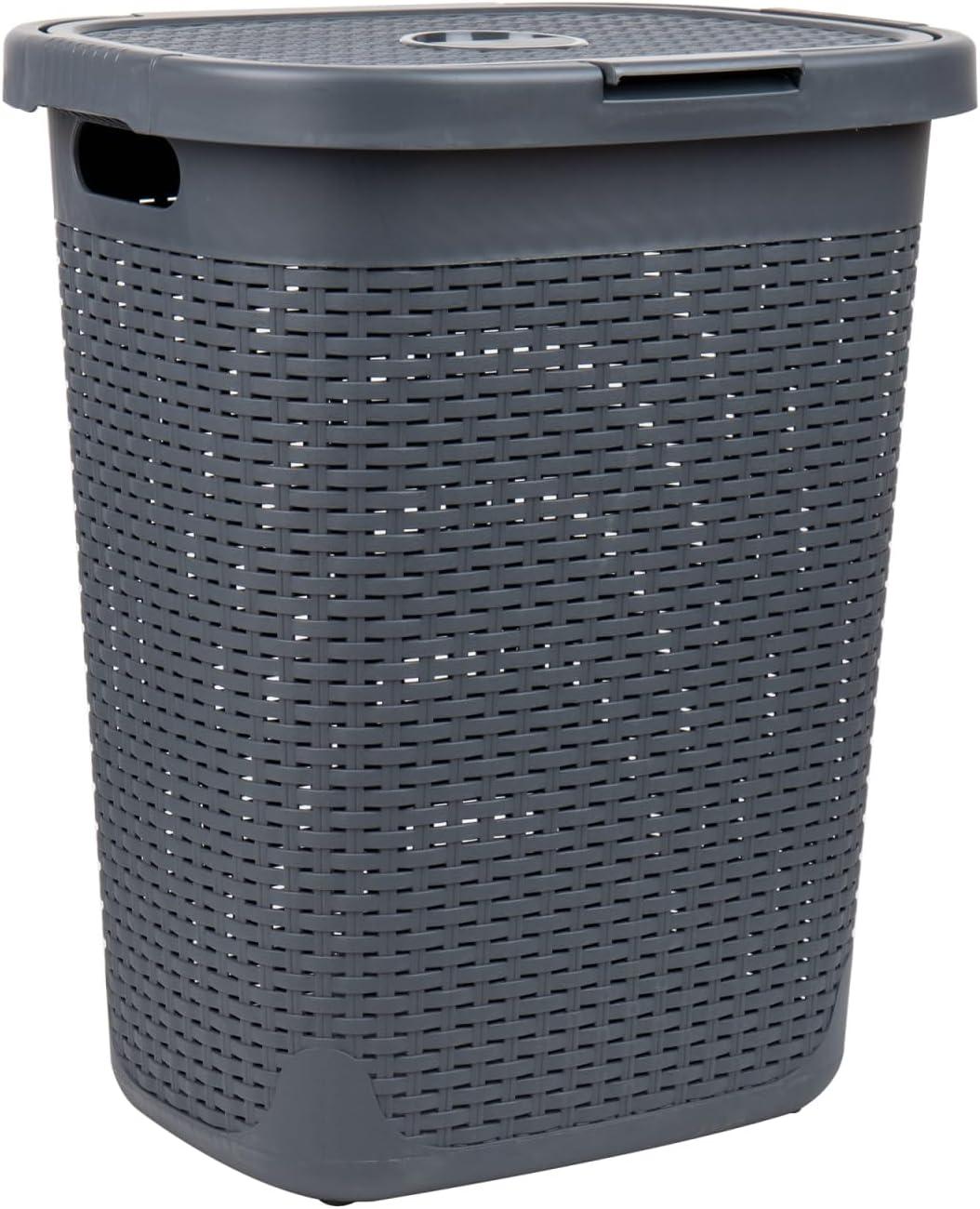 Mind Reader Mind Reader 50L Slim Laundry Hamper, Clothes Basket, Lid, Plastic