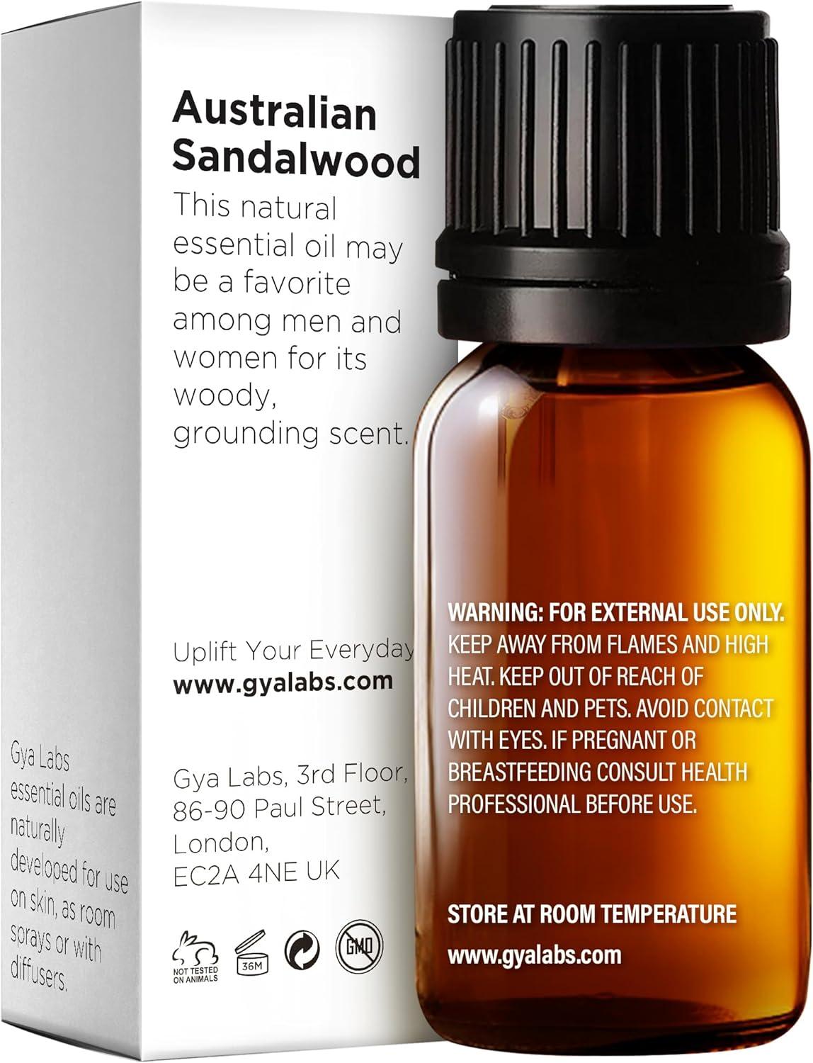 Gya Labs Sandalwood Essential Oils for Diffuser, Natural Sandalwood Oil for Hair, Skin, Massage, & Perfume -0.34 fl oz