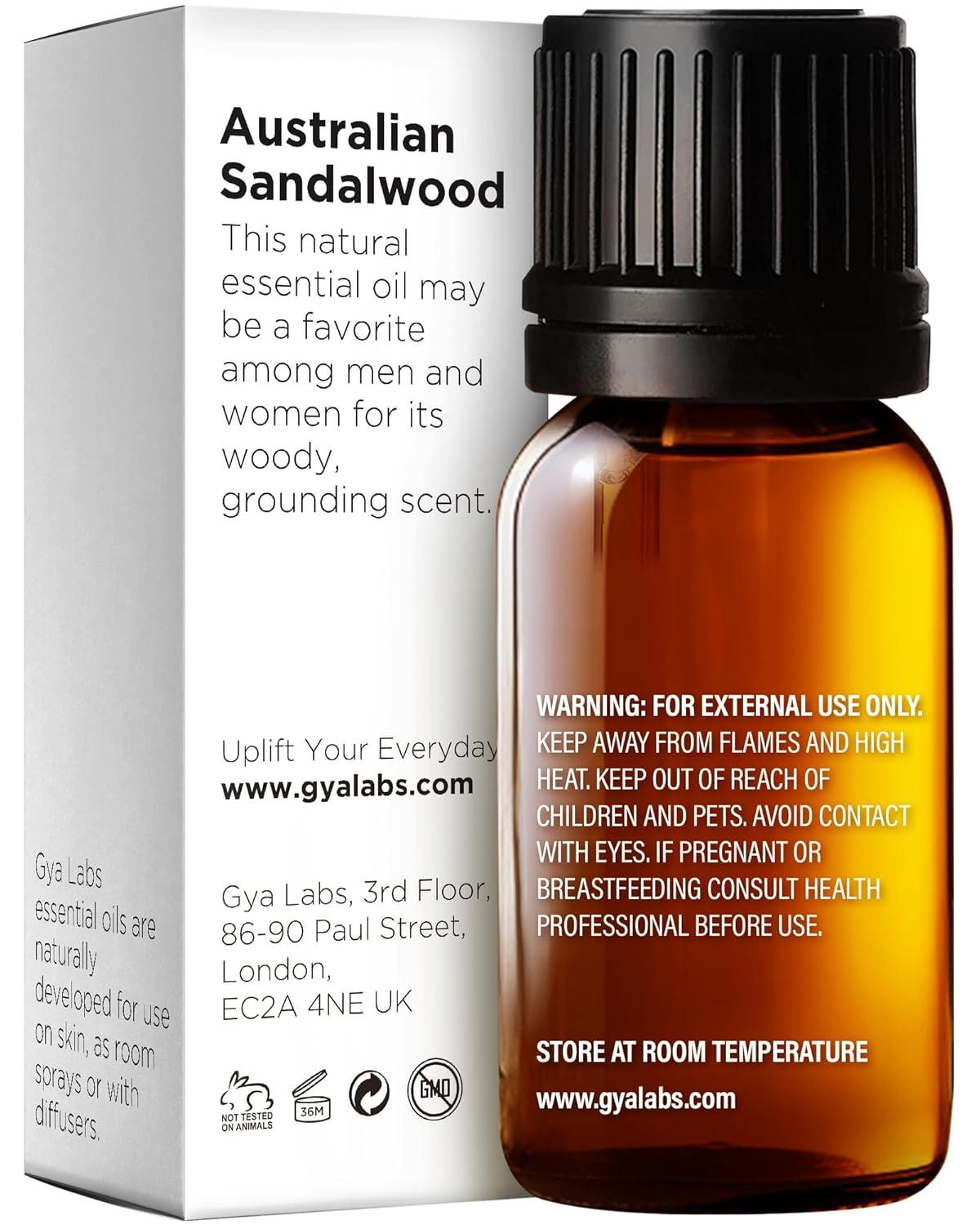 Gya Labs Sandalwood Essential Oils for Diffuser, Natural Sandalwood Oil for Hair, Skin, Massage, & Perfume -0.34 fl oz