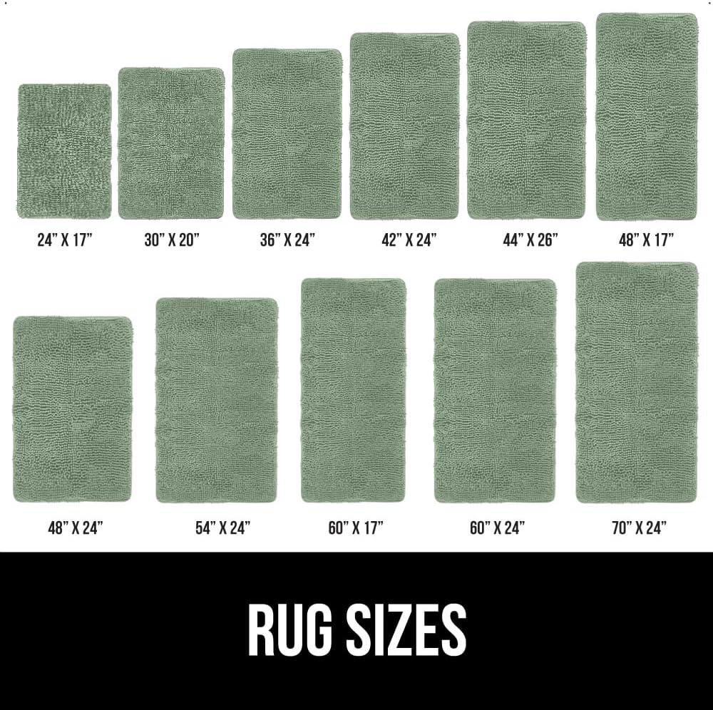 Gorilla Grip Chenille Bath Rug 24x17, Rubber Backing Quick Dry Washable Microfiber Mats, Sage Green